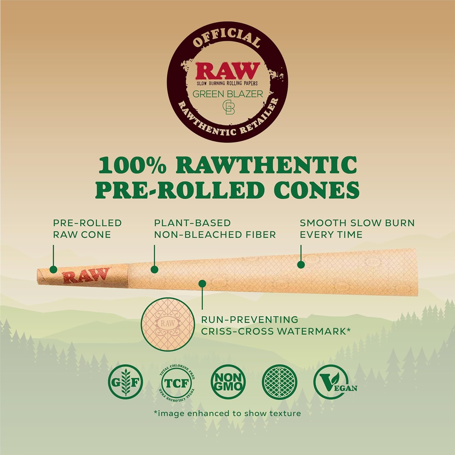 RAW Cones Classic King: 50 Pack, Pre Rolled Cones Rolling Papers, 109 mm | Food Grade Container, Green Blazer Preroll Loader, Patented Slow Burn, All Natural RAWthentic, Rolling Papers & With Tips