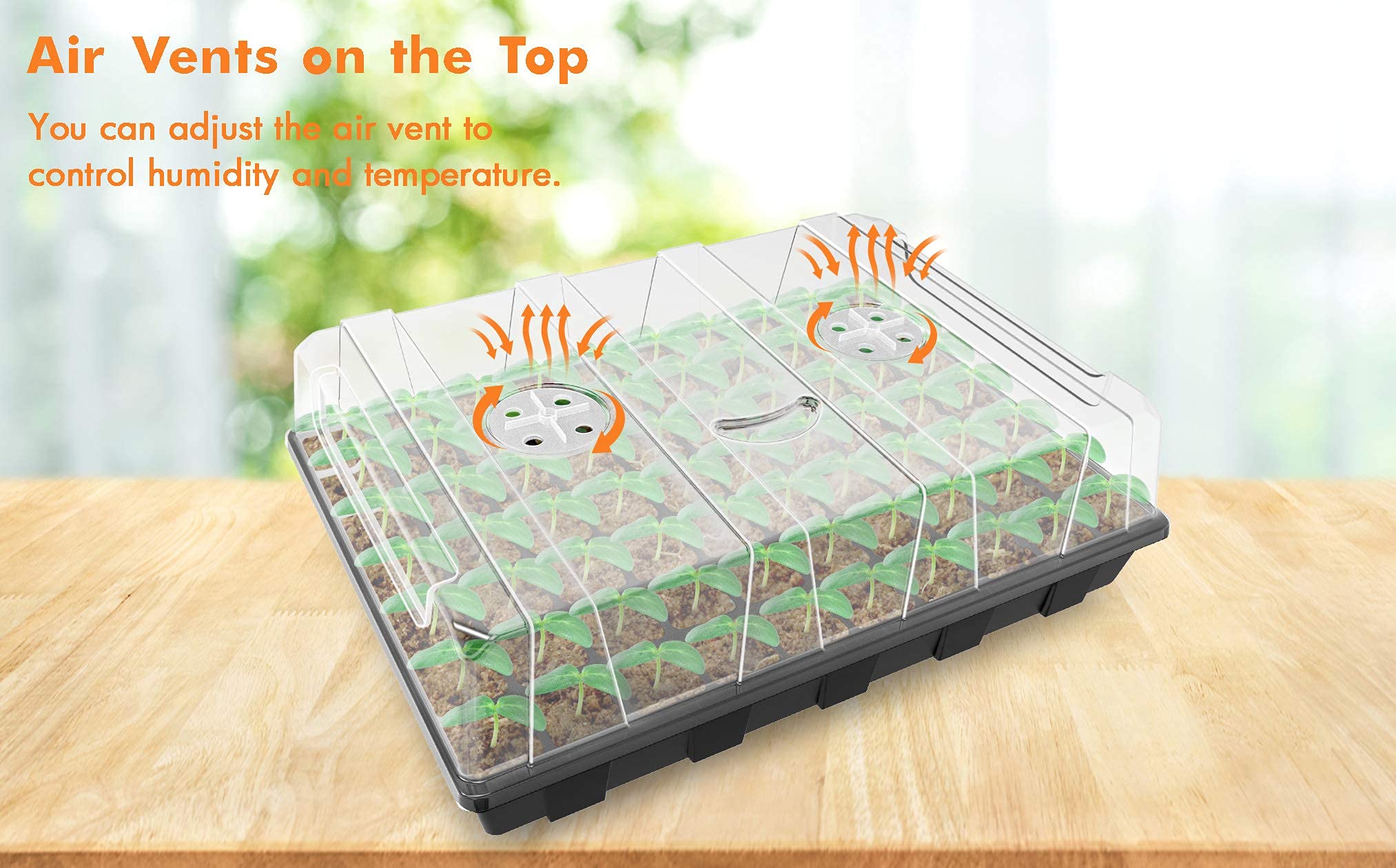 Gardzen 5-Set Seed Starter Tray Kits, Durable Plant Germination Trays with Humidity Vented Domes and Bases, Ideal for Seed Starting, Indoor Gardening, and Greenhouse (Total 200 Cells) | Durable Plant Germination Kit with Humidity Control Domes for Indoor