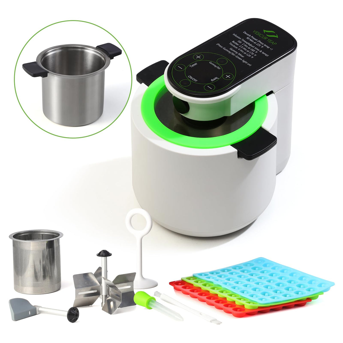 Herbnifique 3-In-1 Decarboxylator & Oil Infuser & Gummy Maker Machine With Mixing Function, Tincture Maker, Herbal Recipe Book Included (Black)