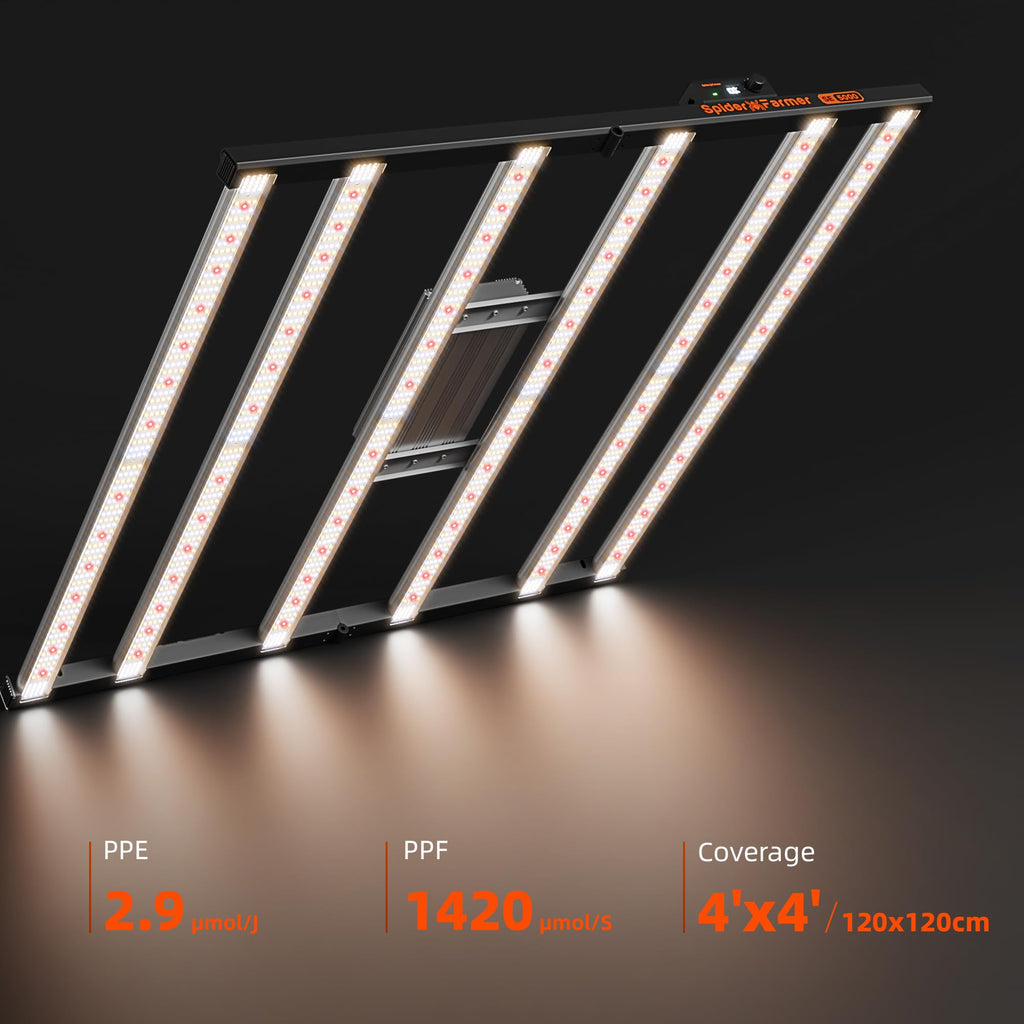 Spider Farmer SE4500 LED Grow Lights 320W, App Controlled & Osram Red | Dimmable Full Spectrum Bar Style Lamp with Osram Hyper Red, Fits 2x4 Grow Tent for Seedling Veg Flowering Indoor Plants