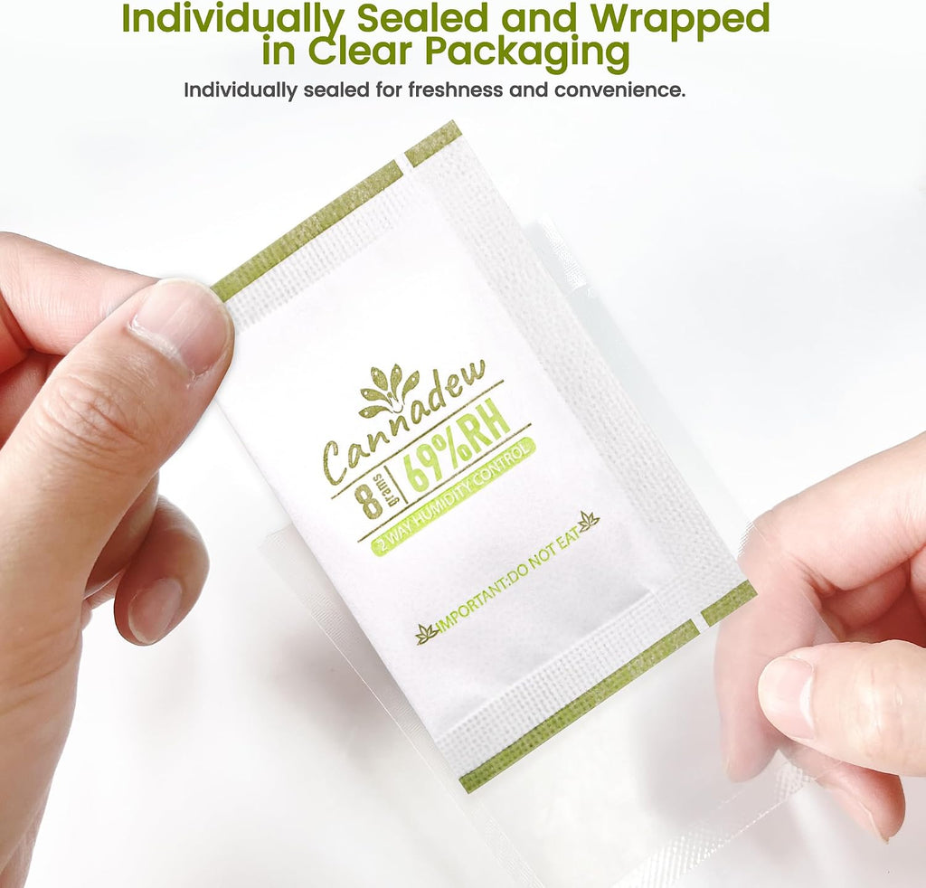 62% RH, 8g (15 Pack) Cannadew Humidity Packs Two-Way Humidity Control Pack - Moisture Absorbers & Hydration Packets for Curing and Storage