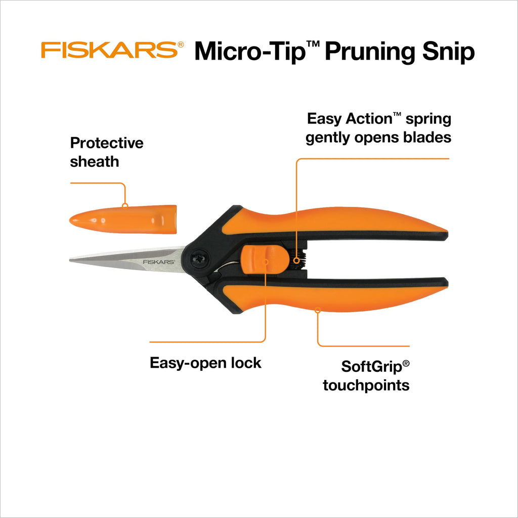 Fiskars 6" Non-Stick Pruning Snips, Resin-Resistant Garden Scissors