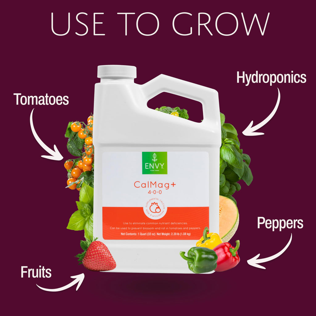 ENVY CalMag+ (4-0-0) Professional Grade Calcium, Magnesium and Iron Liquid Plant Food Supplement for Hydroponics & Soil (Quart)