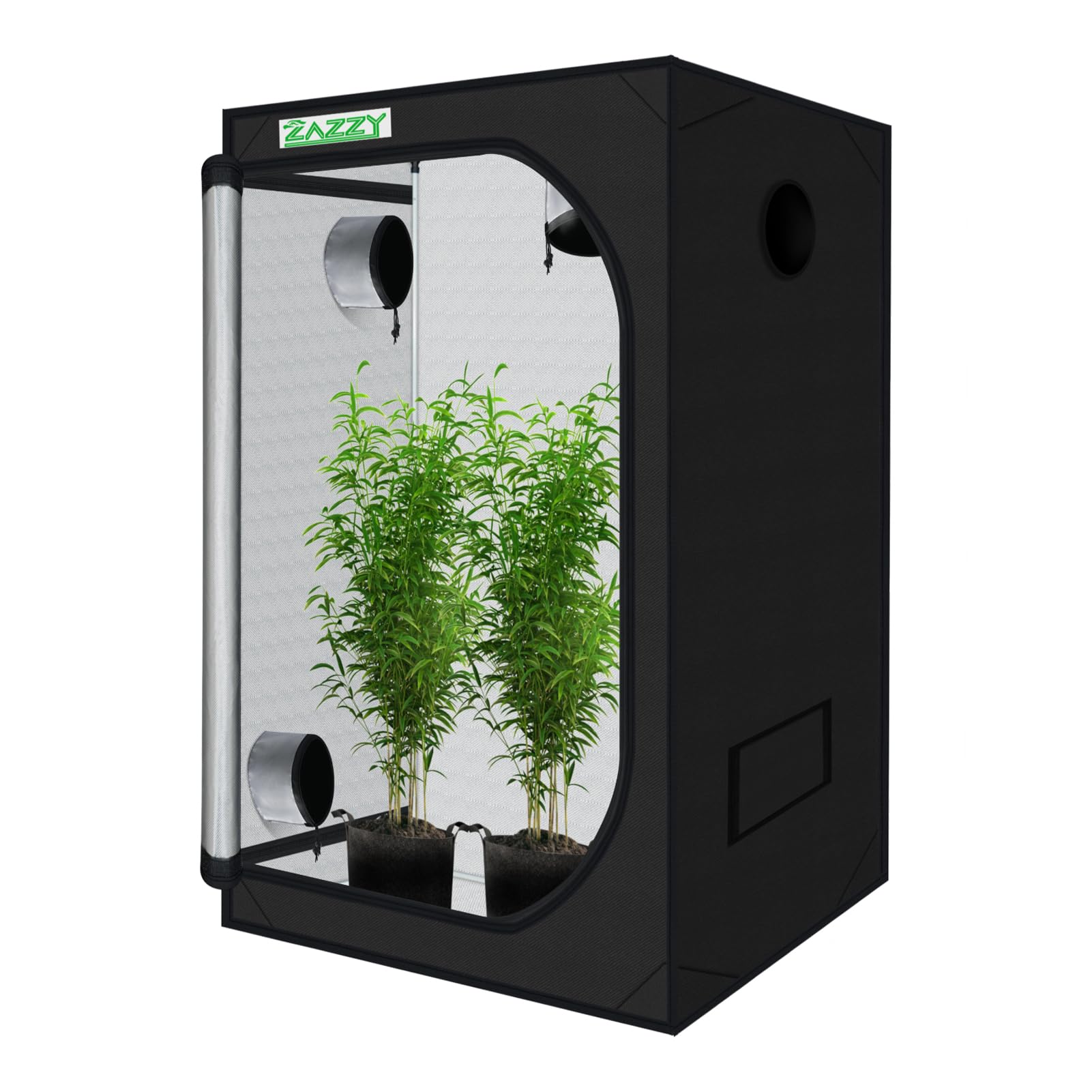 zazzy 3'X3' Grow Tent 32"x32"x63", High Reflective Mylar Growing Tent | Observation Window, Removable Floor Tray and Tool Bag for Planting Indoor Fruit Flower Veg