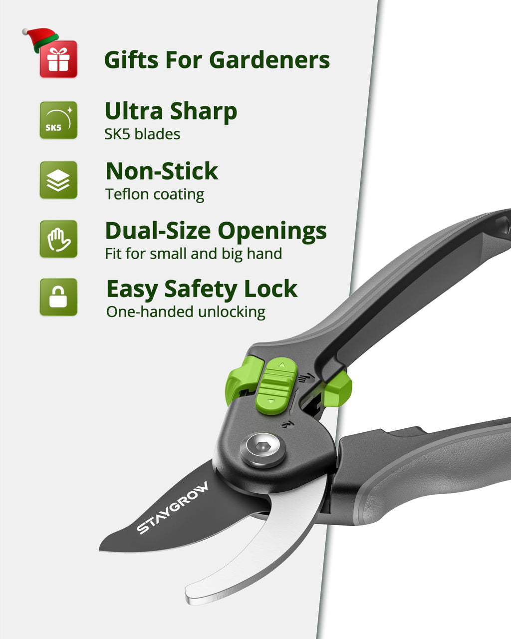 2pcs 6.5" Pruning Shears for Gardening Ultra Sharp Garden Scissors | Plant Snips for Precise Cuts, Stainless Steel Bonsai Clippers with Spring Loaded, Garden Shears (1pc Straight & 1pc Curved)