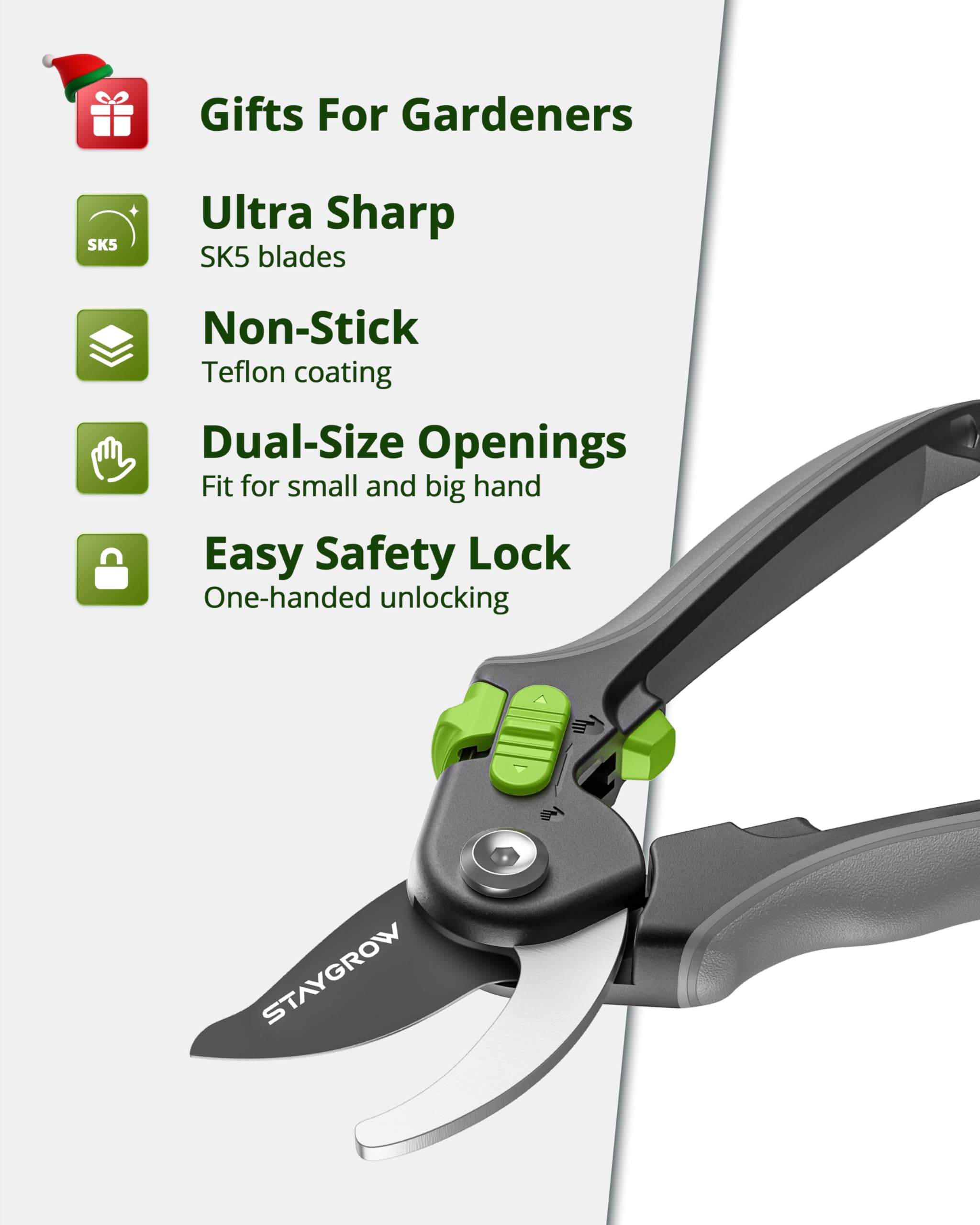 2pcs 6.5" Pruning Shears for Gardening Ultra Sharp Garden Scissors | Plant Snips for Precise Cuts, Stainless Steel Bonsai Clippers with Spring Loaded, Garden Shears (1pc Straight & 1pc Curved)