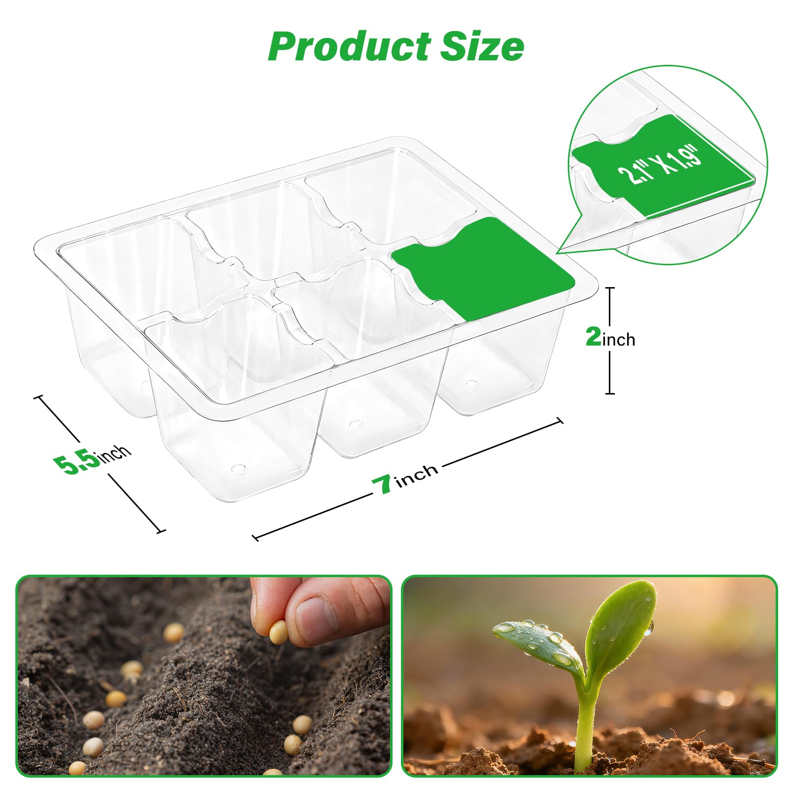 10-Pack Seed Starter Trays, Tall Dome, Base, 12-Cell Tray, Clear | 10 Seedling Kits with Tall Domes for Large Seed Starting. Adjustable Vents, Clear Trays & Heat Mat Compatibility, Indoor Use