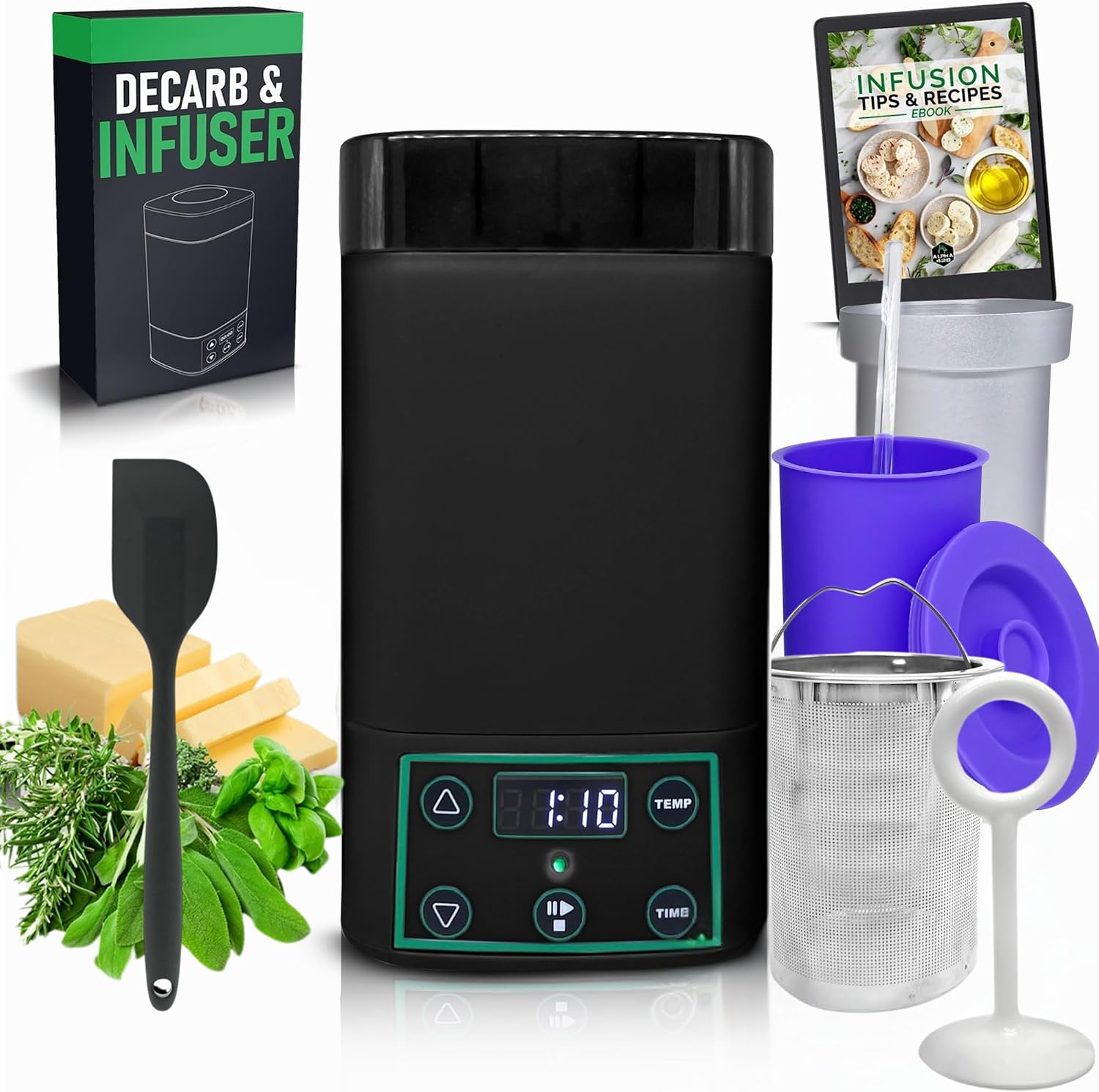 2 in 1 Decarboxylator & Infuser Machine for Butter, Oil & 2 Gummies Molds | Easy Butter Infusion Decarboxylation Machine, Includes Recipe eBook, 2 gummy trays