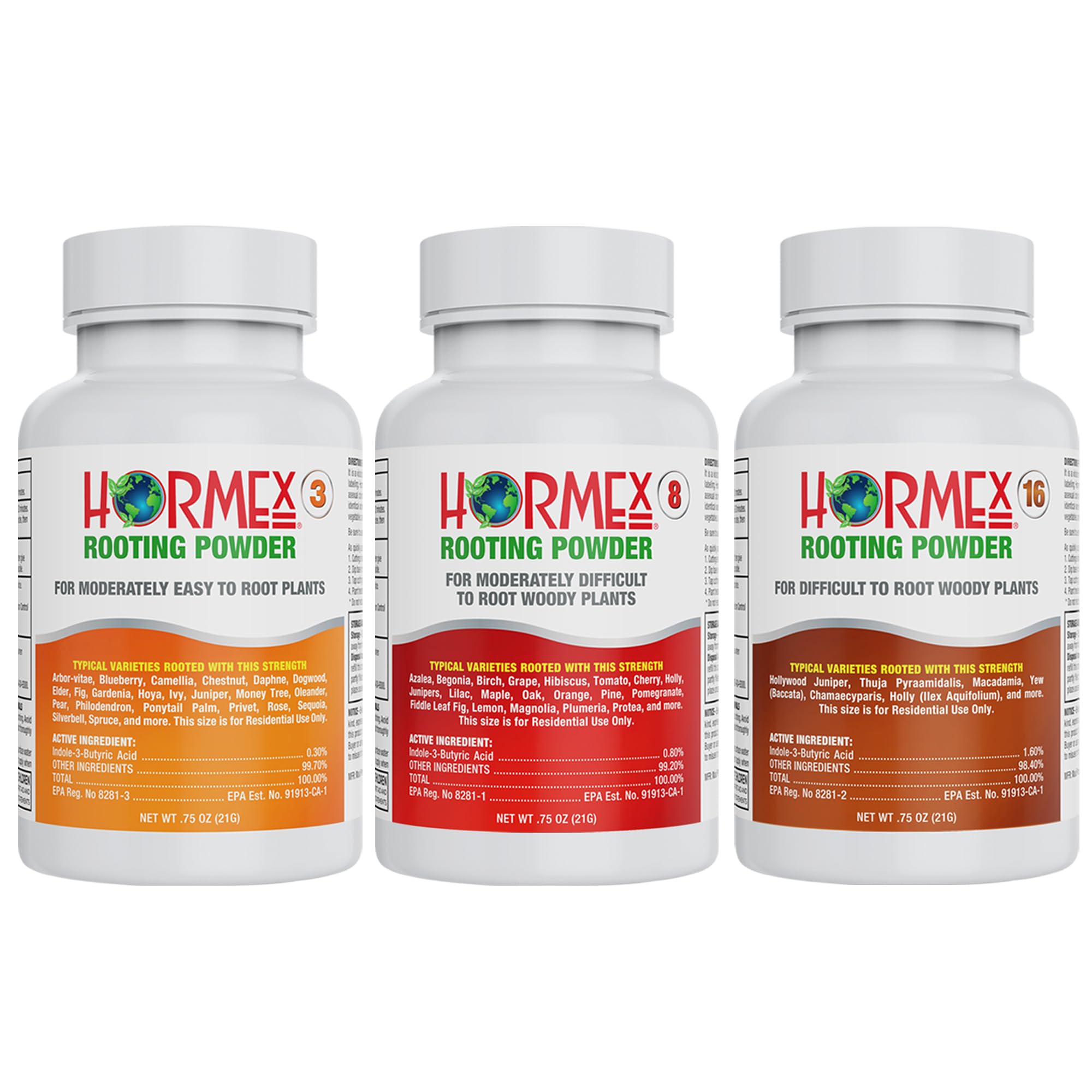 Hormex Rooting Hormone for Cuttings #16 - Max-Strength Powder (1.60% IBA) | Maximum Strength Rooting Hormone, Root Stimulator for Plants, Rooting Powder Compound for Difficult Hardwood Plants & Trees