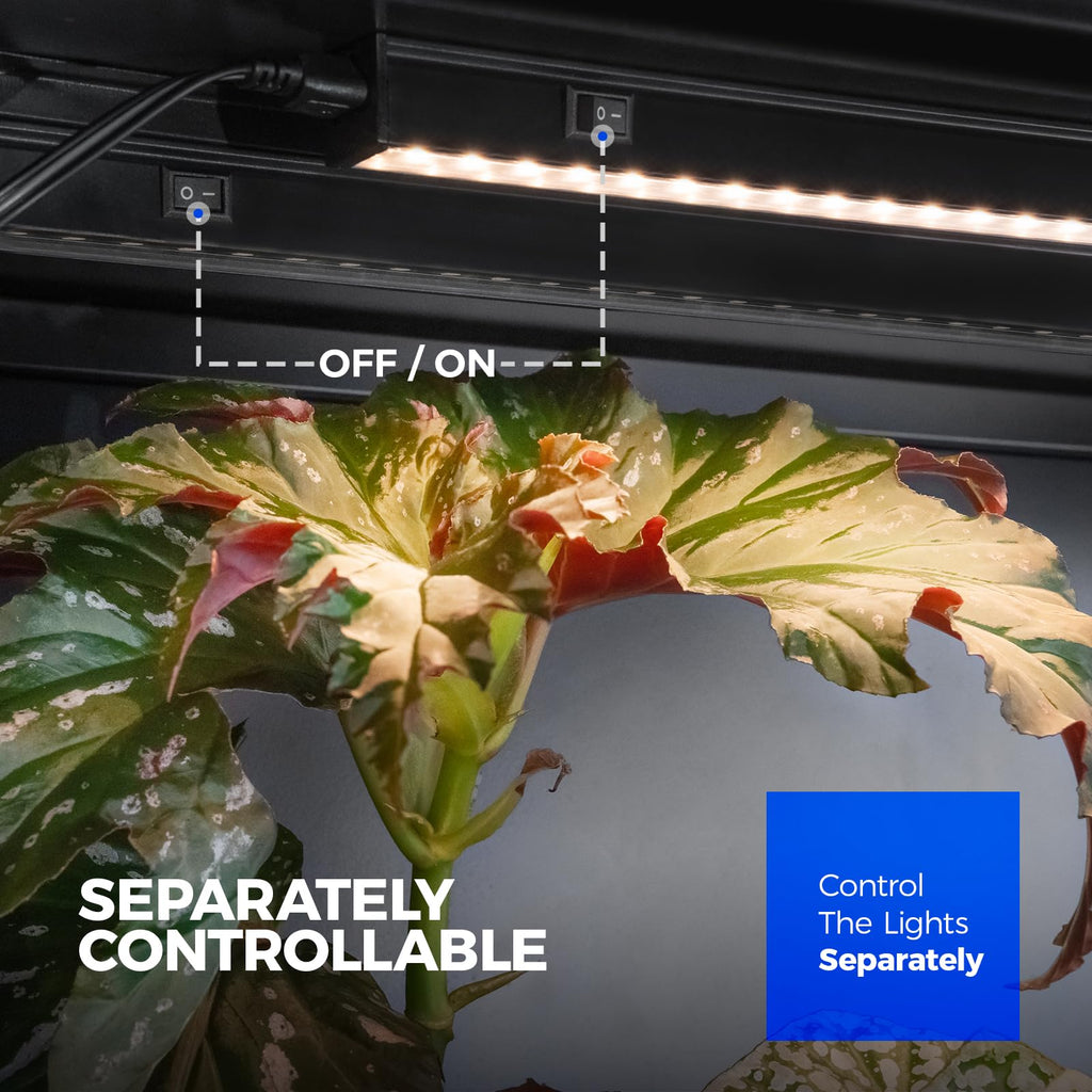 Barrina Grow Lights for Indoor Plant, T5 1FT Full Spectrum, Yellow, 4 Packs | Black Cover LED Grow Light Strips, Linkable, Plant Light for Indoor Plants Growing, 3 Mounting Modes, Separate On/Off