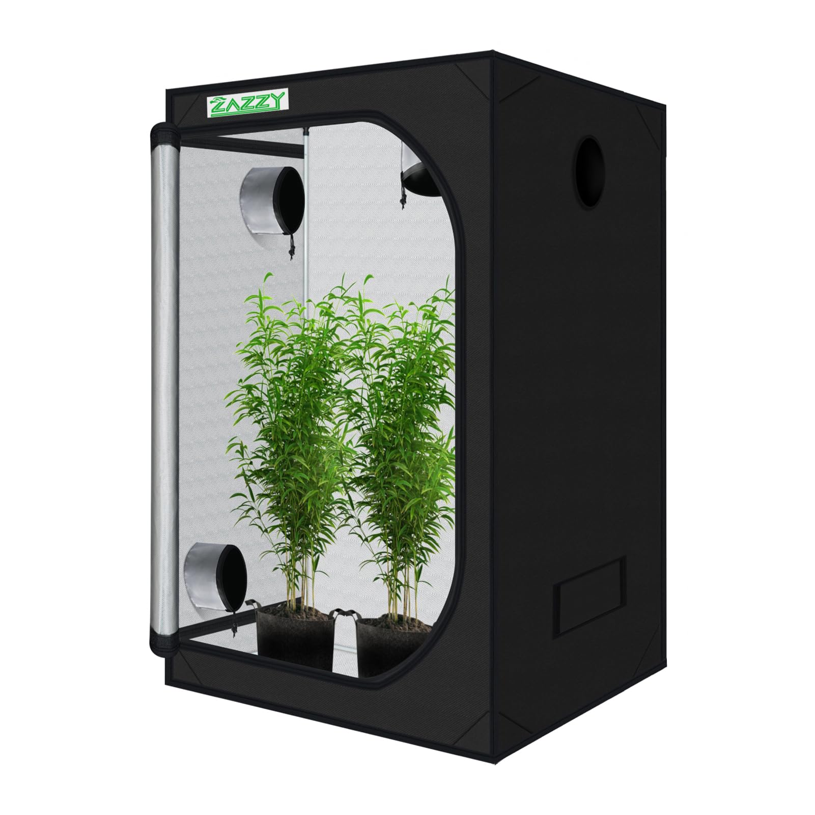 zazzy 3'X3' Grow Tent 32"x32"x63", High Reflective Mylar Growing Tent | Observation Window, Removable Floor Tray and Tool Bag for Planting Indoor Fruit Flower Veg