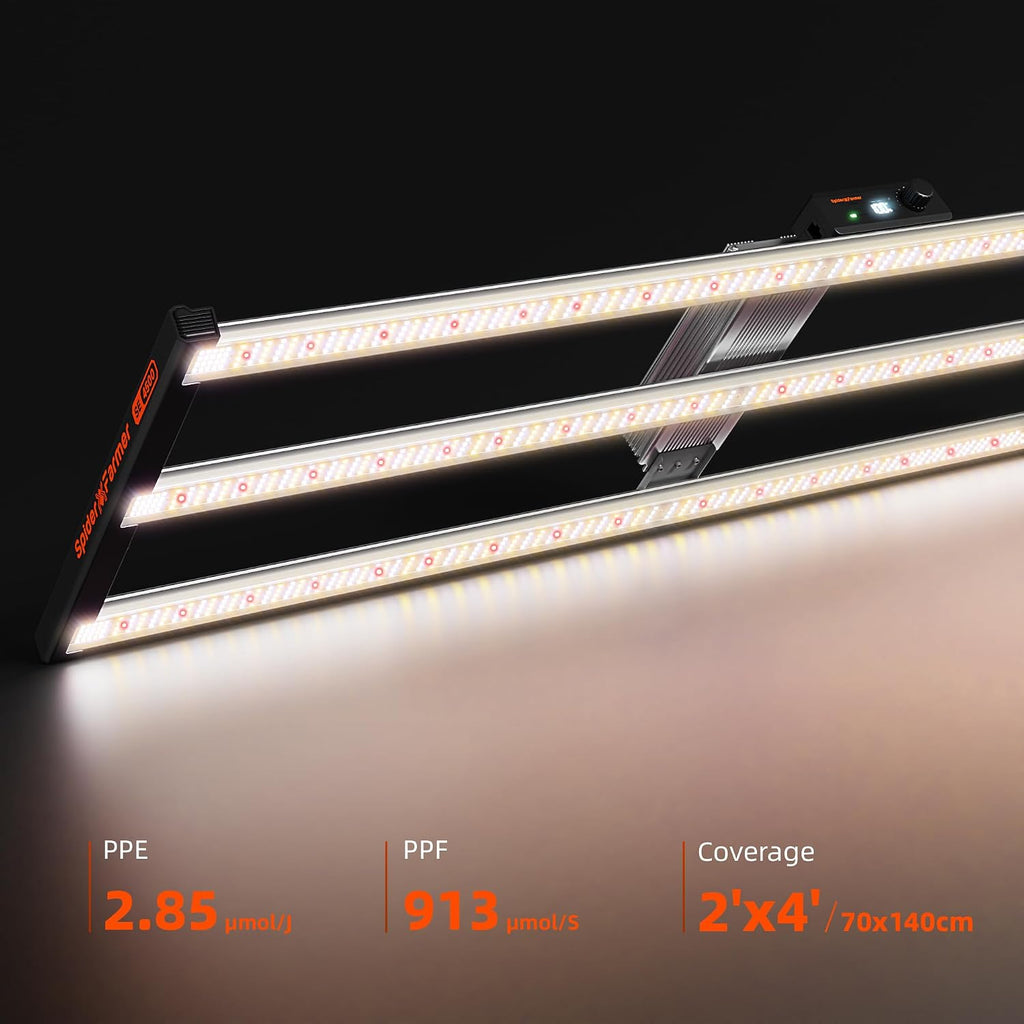 Spider Farmer SE4500 LED Grow Lights 320W, App Controlled & Osram Red | Dimmable Full Spectrum Bar Style Lamp with Osram Hyper Red, Fits 2x4 Grow Tent for Seedling Veg Flowering Indoor Plants