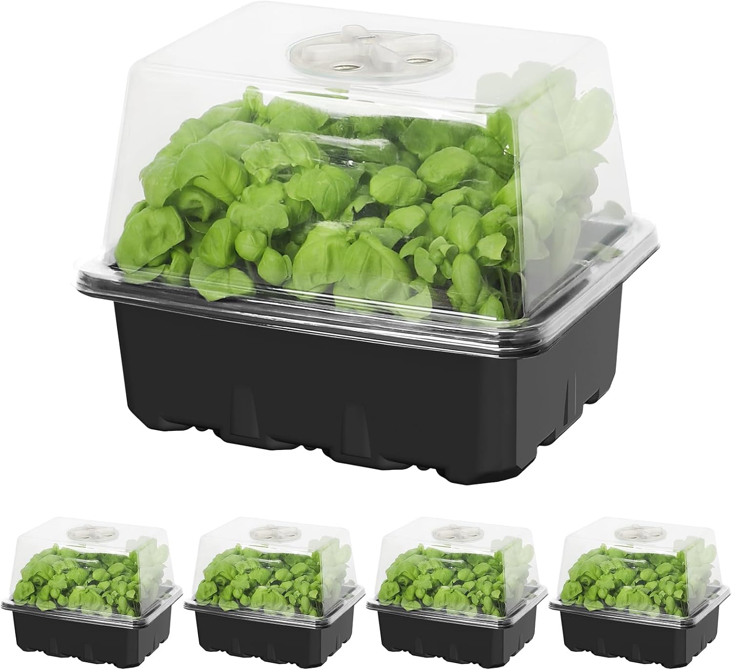 Kit de inicio de semillas MIXC con luz de crecimiento, kit de bandeja para plántulas elevadas con cúpula de humedad ajustable y bandeja de celdas transparentes, 12 perlas LED de espectro completo para