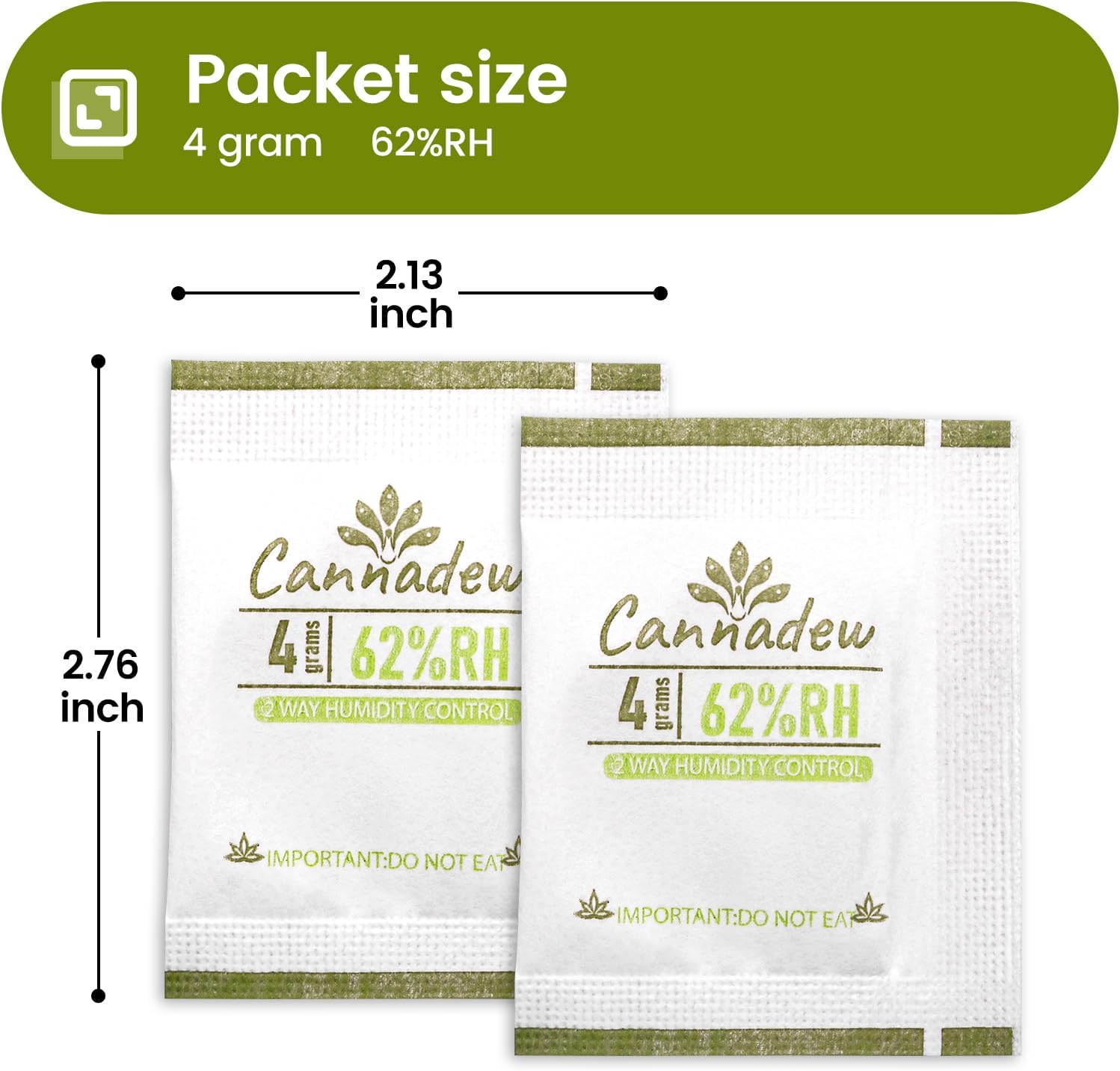 62% RH, 8g (15 Pack) Cannadew Humidity Packs Two-Way Humidity Control Pack - Moisture Absorbers & Hydration Packets for Curing and Storage