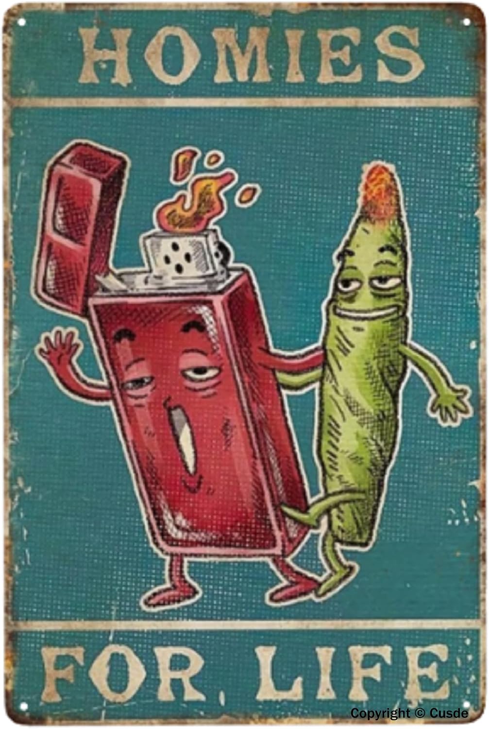 Lighters And Weed Art Metal Tin Sign Homies For Life Poster Cannabis Vintage Marijuana Love Bar Coffee Home Bedroom Garage Wall Decor 8x12 inch