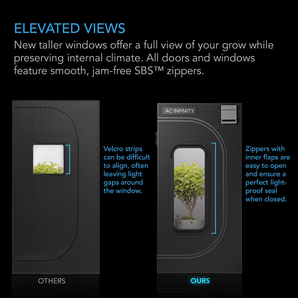 AC Infinity CLOUDLAB 422, Advance Grow Tent 2x2, Thickest 1" Poles | 2000D Mylar Canvas, Lab-Tested Highest Reflectivity, Largest Zipper Window, Controller Mount Plate, 24" × 24" × 48" Grow Tent