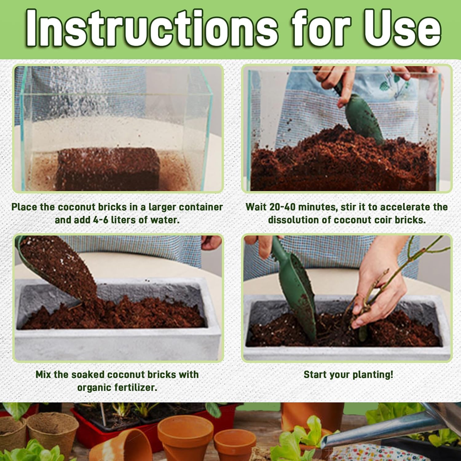 9-Pack Premium Organic Coco Coir Bricks for Plants - Low EC & pH Balance - 100% Natural Peat Moss Mix with Coconut Husk Fiber - Perfect for Gardening, Potting Soil Substrate - 12.6 lbs