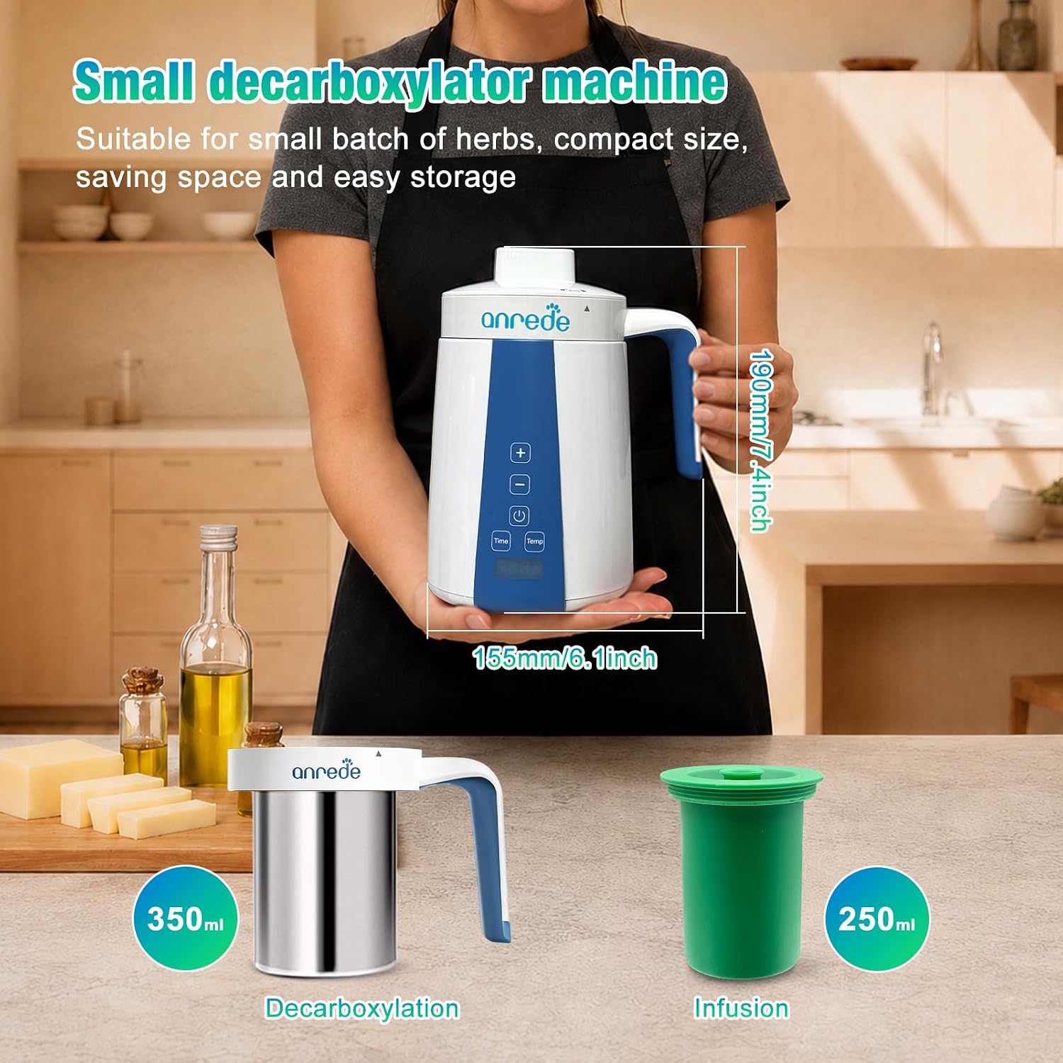 Herb Decarboxylator Infuser Machine Butter Oil, Electric Food Warmer | Herbal Infusion Simple Operation Mess-free Botanical Extractor, Tincture Maker Adjustable Temp Time Homemade Flavored Edibles