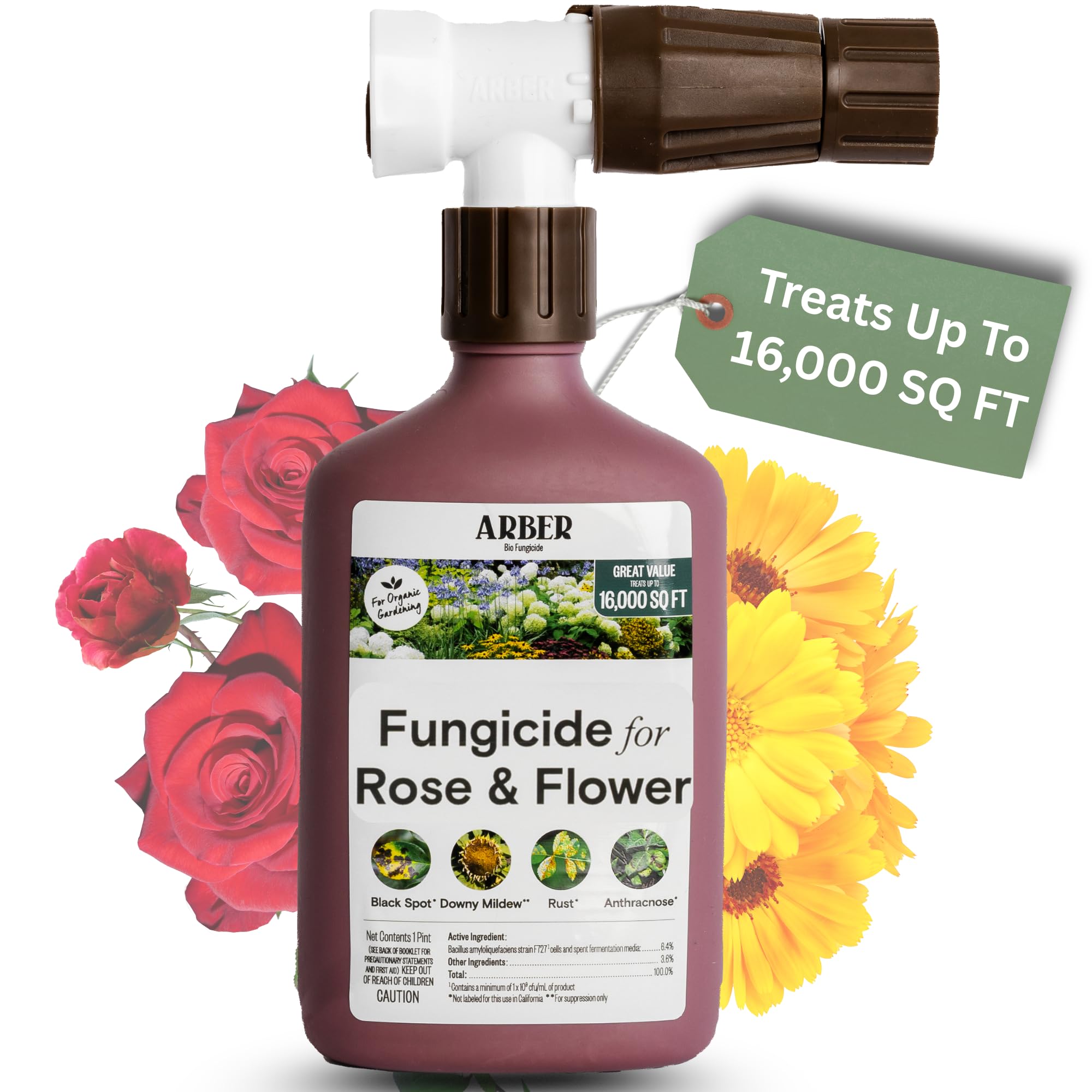 Organic Insecticide & Fungicide for Plants - Indoor/Outdoor, 16oz | Indoor and outdoor protection controls powdery mildew, spider mites, aphids, whiteflies, and fungus gnats
