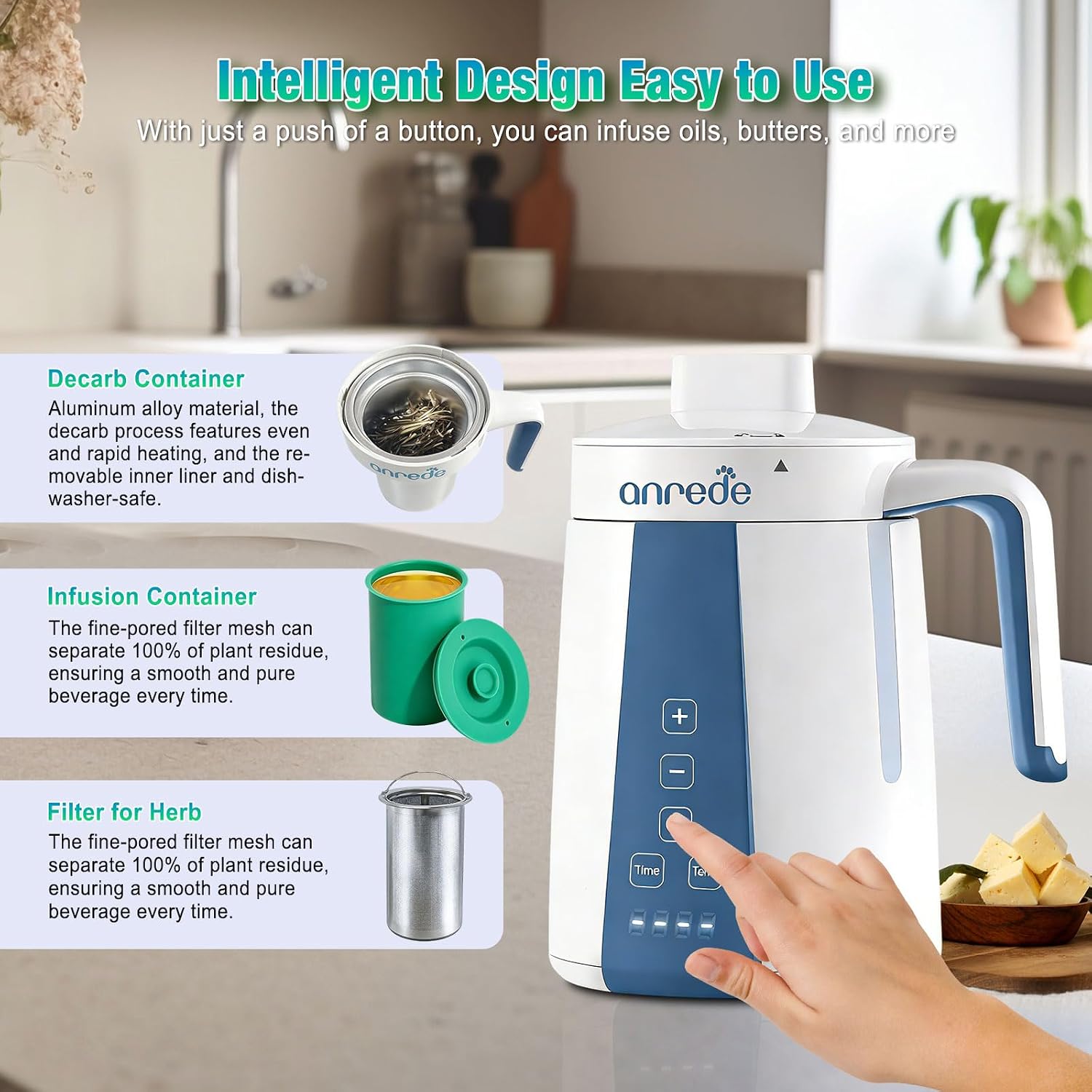 Herb Decarboxylator Infuser Machine Butter Oil, Electric Food Warmer | Herbal Infusion Simple Operation Mess-free Botanical Extractor, Tincture Maker Adjustable Temp Time Homemade Flavored Edibles