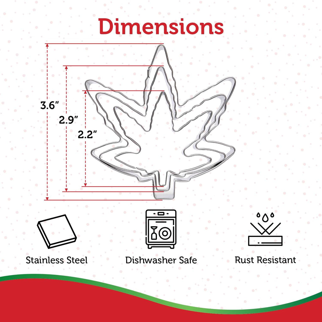 Hemp Marijuana Leaf Cookie Cutter Set – Sharp & Stainless Steel Cooking Utensils – A Fun Fit for Sandwiches, Pancakes, Fruits & Crafts – Dishwasher-Safe 3-Piece Bakery Supplies by Sweet Cookie Crumbs