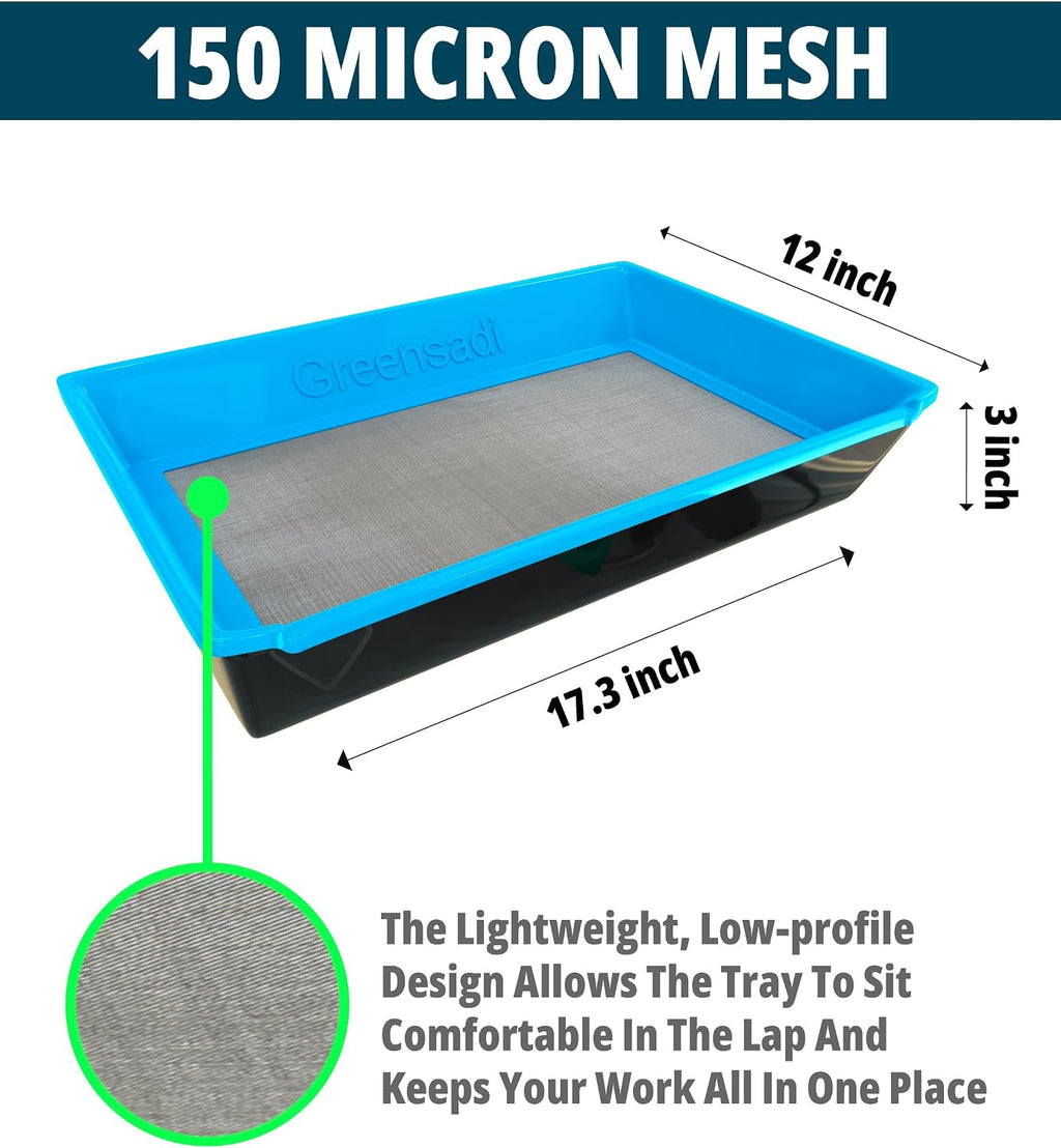 Trim Tray Bin – Durable, Premium Quality Set w/ 2-Tier Trimming Tray, 150 Micron Screen Harvest Trim Tray for sifting, Trim Bucket with Mini Hygrometers - Humidity Meters