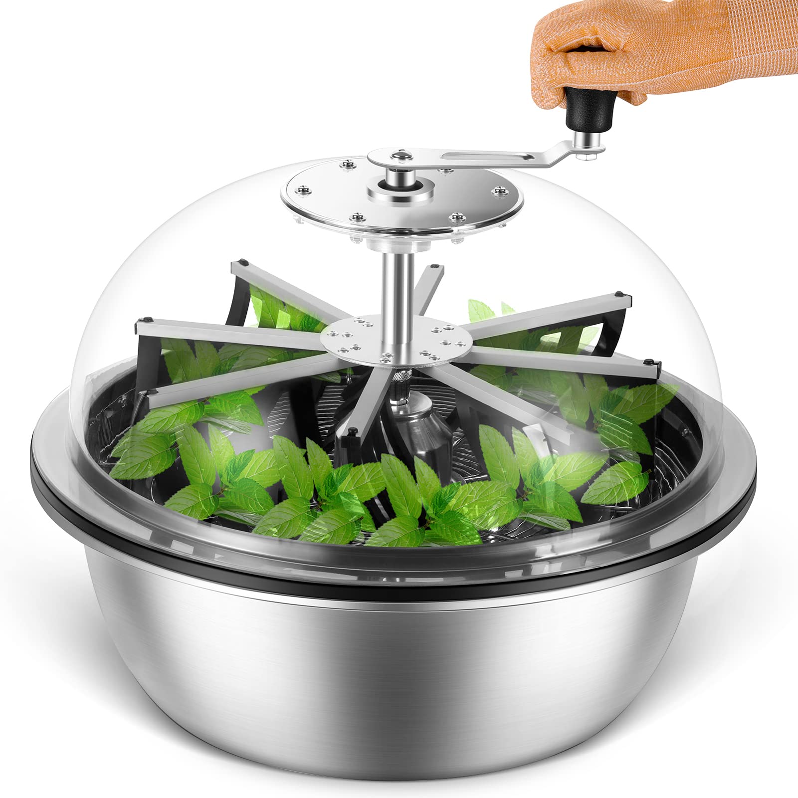 13 inch Leaf Bowl Trimmer, Bowl Trimmer with Switchable Stainless Steel Blades & Clear Visibility Dome, Hand Twist Spin Cutting Bud Trimmer for Buds, Flowers, Hydroponics Plants