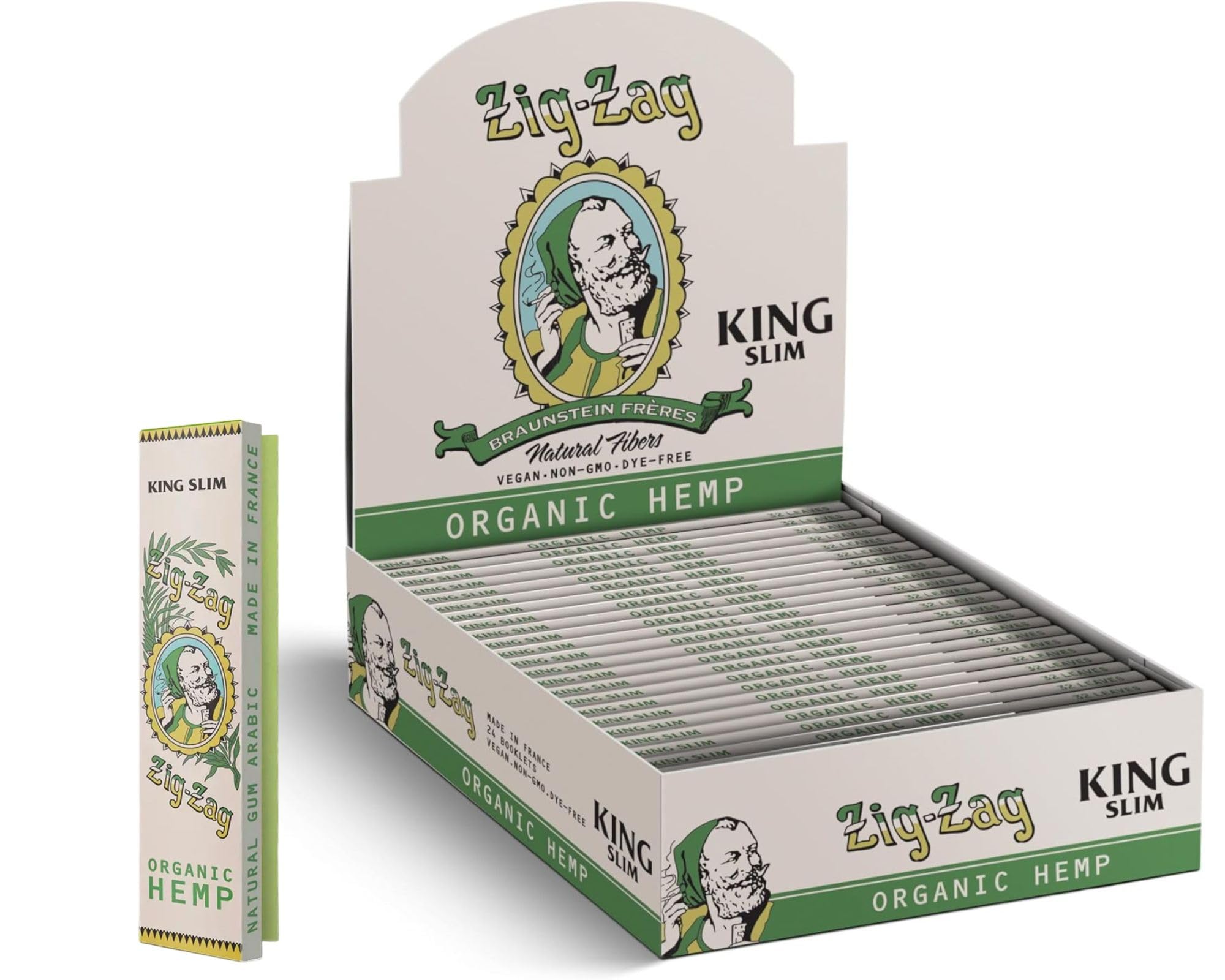 ZIG-ZAG Rolling Papers - Vintage Organic Hemp King Size - Slow Burning Rolling Papers (5-Pack)