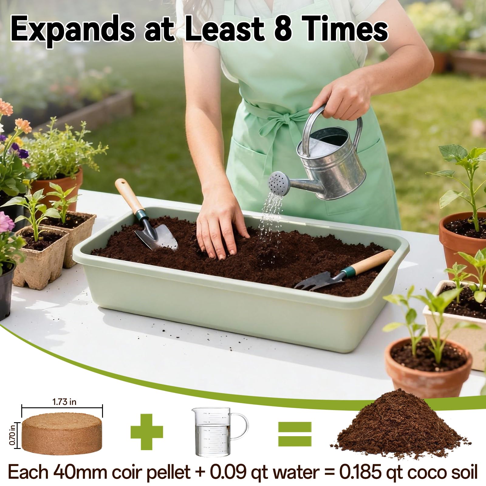 100 Pack 30mm Organic Coco Coir Pellets Seed Starter Soil | Low EC, pH Balance, Potting Soil Mix, Indoor Outdoor Plants, Herbs Houseplants Bonsai Vegetables Flowers
