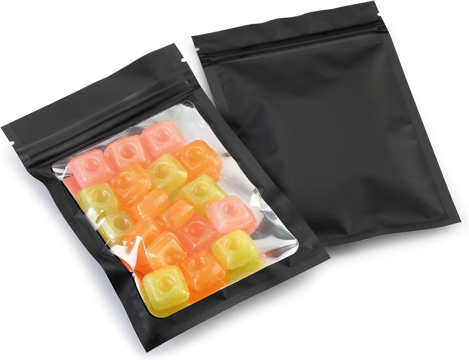 Mylar Bags with Zipper Seal 4 x 6" | 100 Bags | Black | Resealable Heat Seal Bags for Candy and Food Packaging, Medications and Vitamins | For Liquid and Solids (Black, 4" x 6")