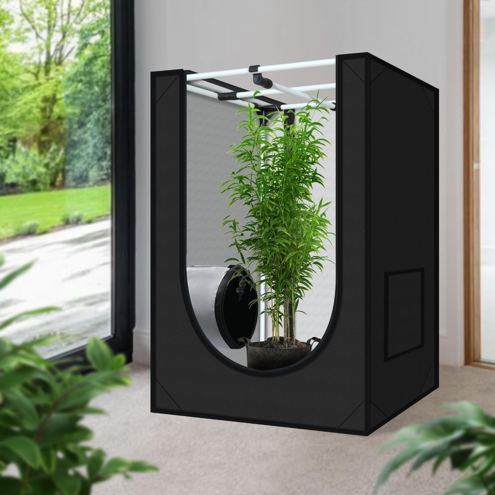 zazzy 3'X3' Grow Tent 32"x32"x63", High Reflective Mylar Growing Tent | Observation Window, Removable Floor Tray and Tool Bag for Planting Indoor Fruit Flower Veg
