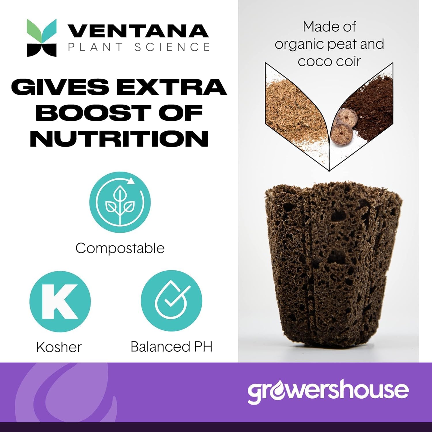 VPS OrganiPlug Hydroponic Seed Starter Plugs, 100 Pack, Rapid Root Planting Pods for Seedling, Clone, Cutting, Promotes Plant, Flower, Vegetable Growth w/Organic Soil Ingredients, Fits Standard Tray