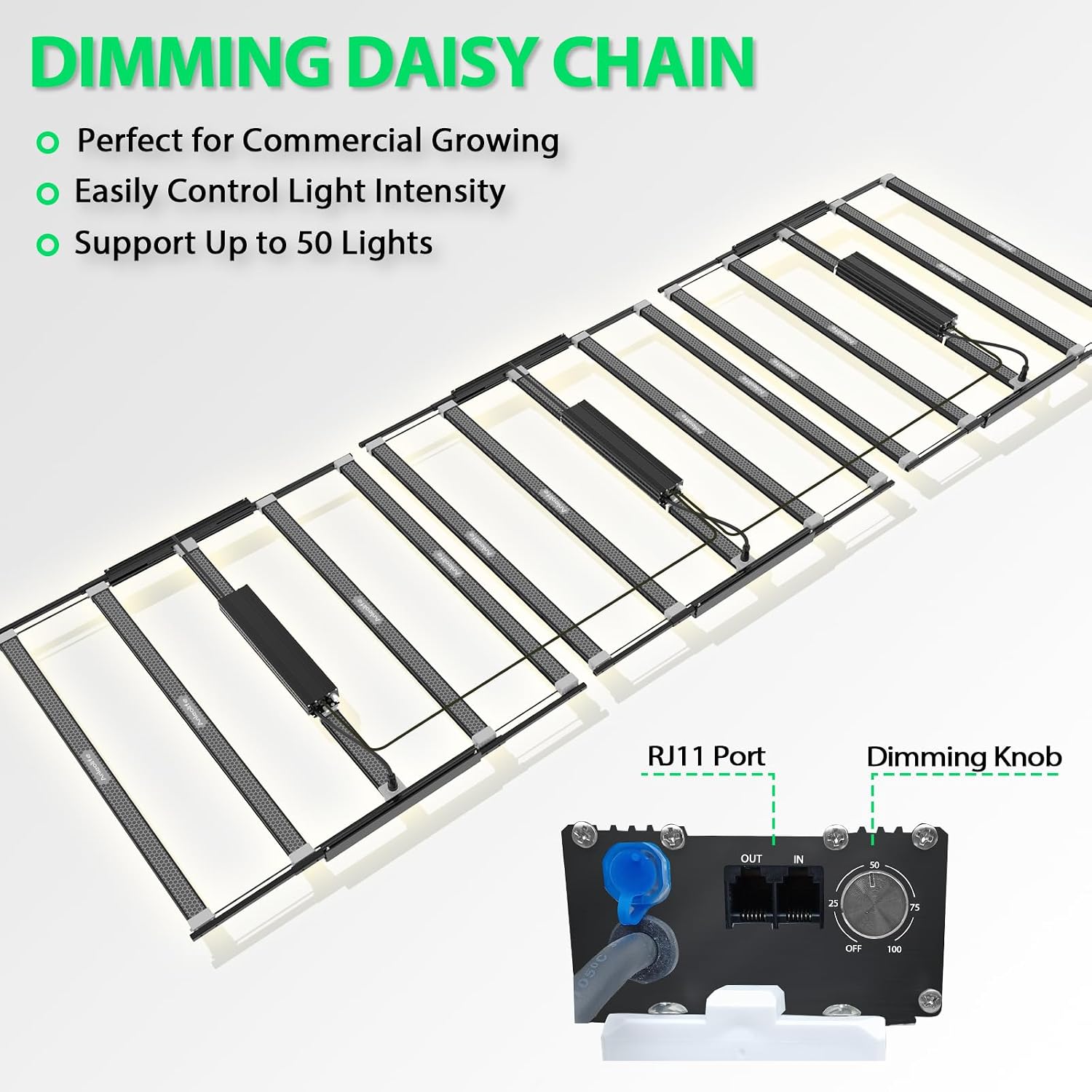 Stretchable LED Grow Lights with LM301H EVO Diodes 730W Full Spectrum Dimmable Daisy Chain 5x5ft Coverage Bar Style Commercial Growing Lamp for Greenhouses Plants