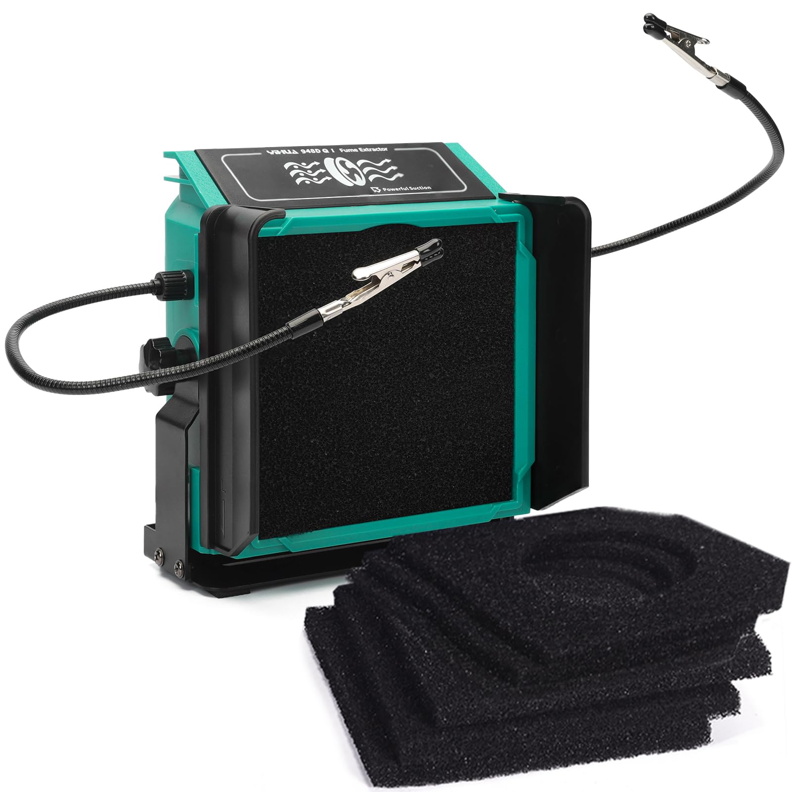 YIHUA 948DQ-I Solder Fume Extractor Fan Solder Smoke Absorber Remover Tiltable Angle with 8 Extra Fan Filters for Soldering Wood Burning and more