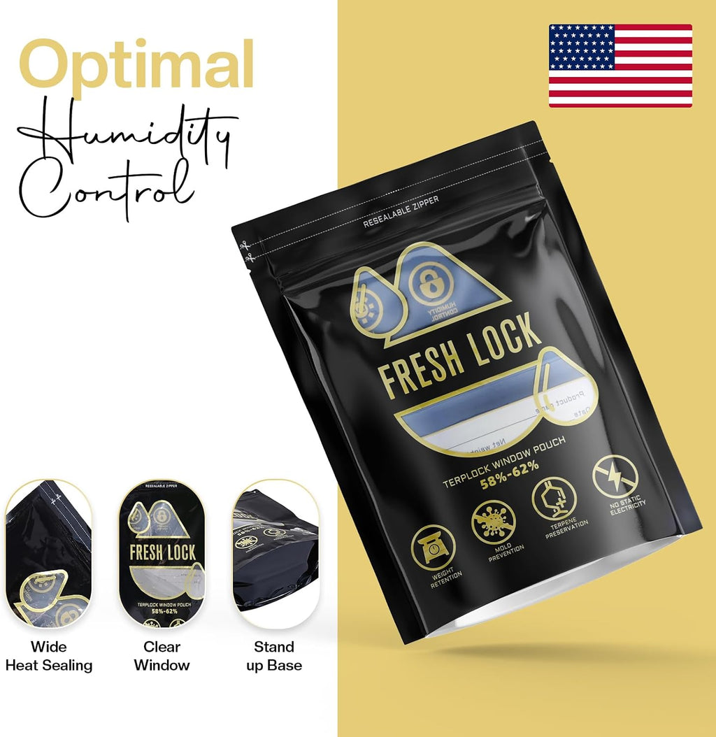 1 oz Curing Bags 9.05x6.3 in - 20 Pack Smell-Proof Cure Bags 58-62% RH Humidity Control - Heat Sealable Windowed Herb Storage Pouches for Small Batches