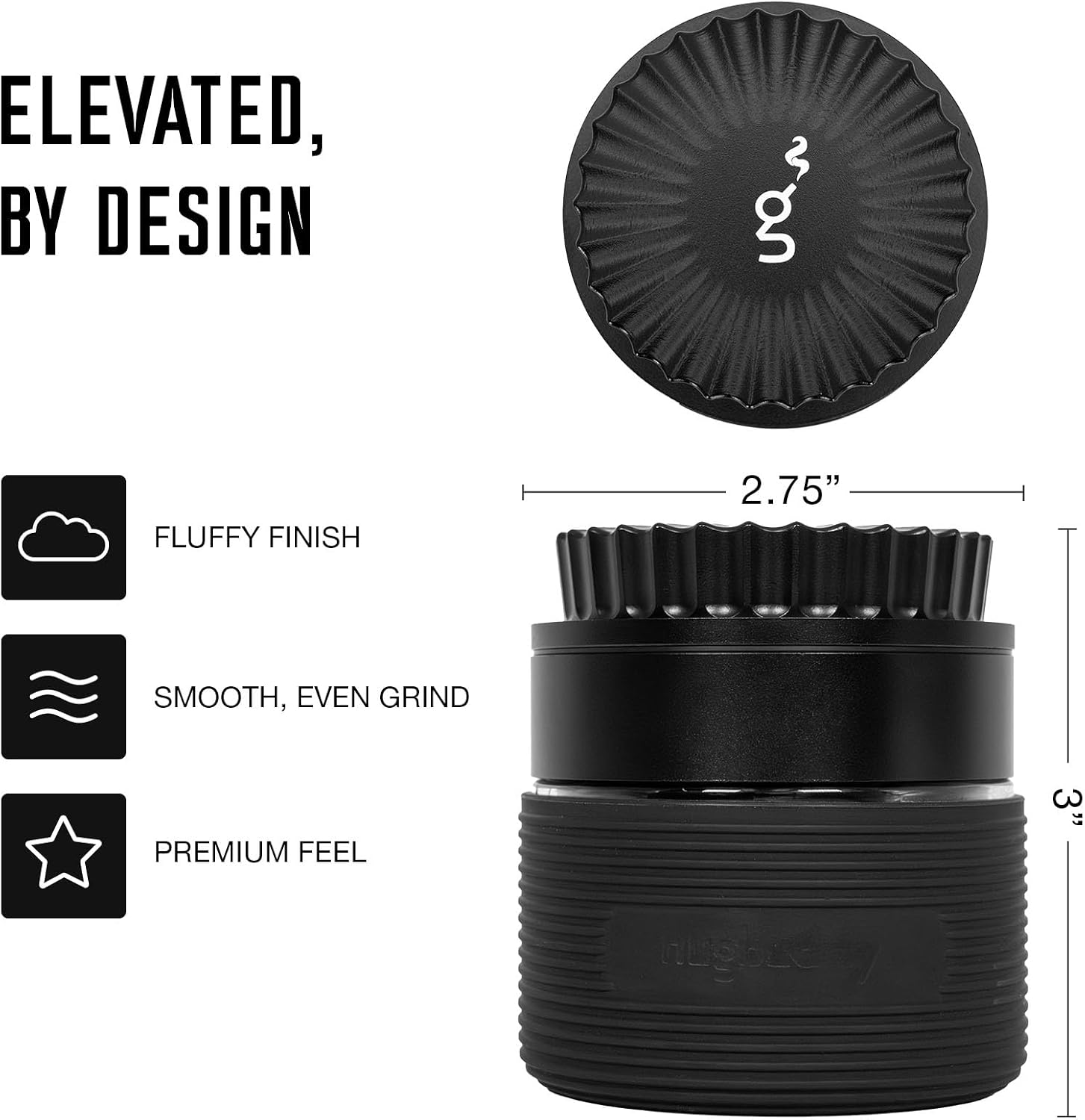 Herb & Spice Grinder | Toothless Mill | Non-Stick Ceramic Coating | Glass Chamber | Storage Compartment | Screen Free | Fluffy Grind | Kitchen Tool