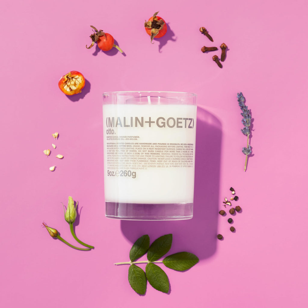 MALIN+GOETZ 9oz Scented Candle | Hand-Poured Soy Wax with Unique Fragrance Blends | Clean-Burning, Vegan & Cruelty-Free | Bergamot, Sage, Otto, Tomato, Strawberry, Cannabis, Dark Rum & Leather
