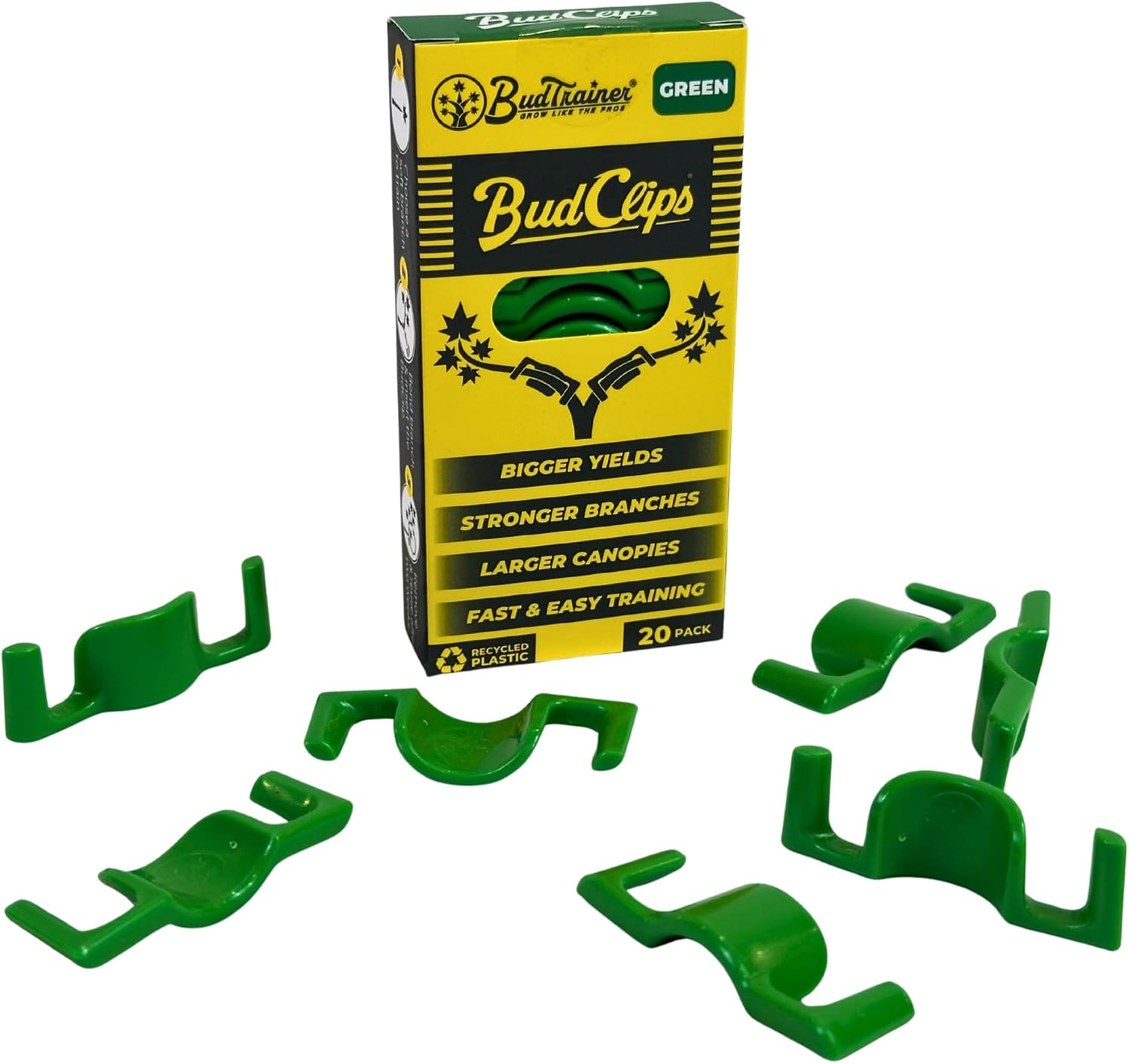 BudTrainer BudClips for Low Stress Plant Training, Green, 20-Pack | Universal LST Clips to Bend Or Train Stems | Durable Plant Support For Controlled Growth At Any Stage