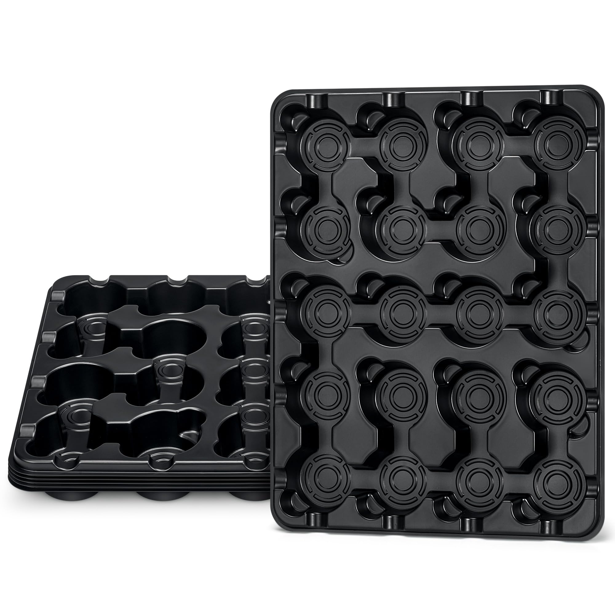 4 Pack 20 Cell Seed Starting Trays with 4 Vented Humidity Domes | Compatible with standard 3 inch nursery pots. Thick reusable trays have deep cells, raised bases and adjustable dome vents.