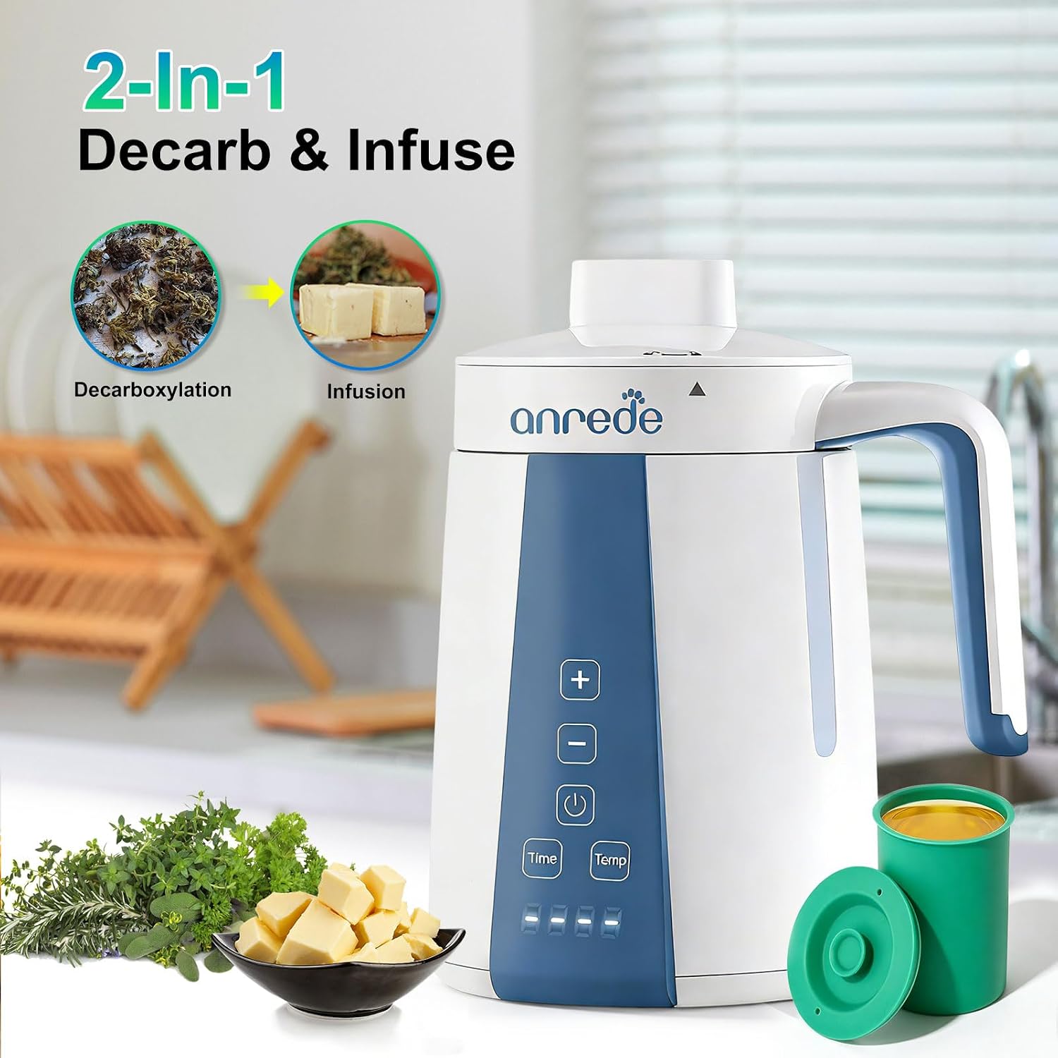 Herb Decarboxylator Infuser Machine Butter Oil, Electric Food Warmer | Herbal Infusion Simple Operation Mess-free Botanical Extractor, Tincture Maker Adjustable Temp Time Homemade Flavored Edibles
