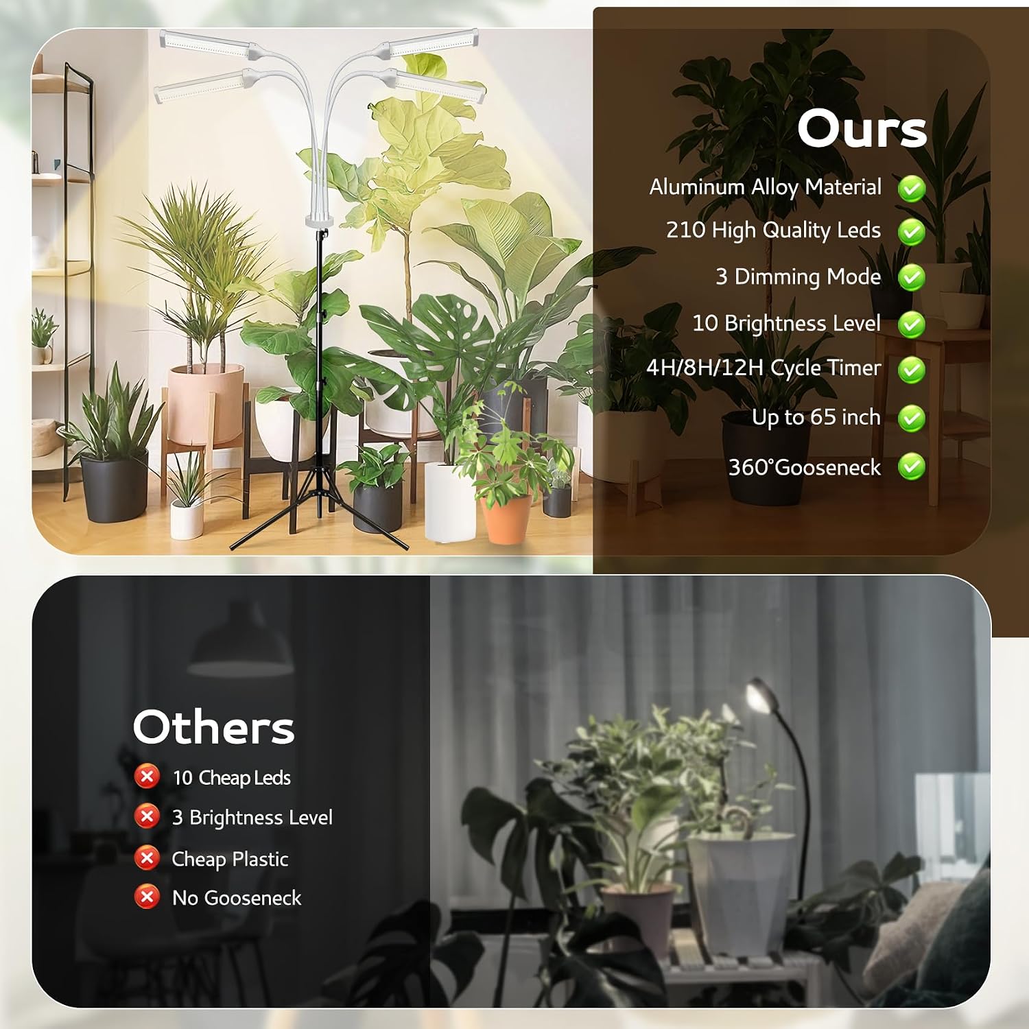420 LED Grow Lights for Indoor Plants Full Spectrum, LED Plant Light with Stand, Adjustable Height, Plant Grow Lights with Auto 4/8/12/H Timer for Indoor Tall Plants. (420 LEDs)