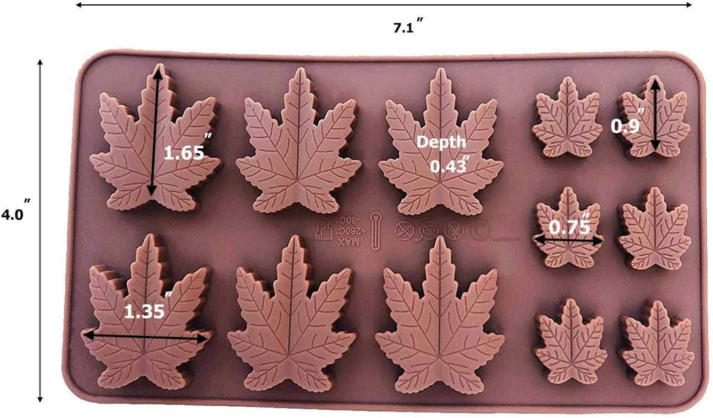 Set of 2 X Silicone Lollipop Gummy Brownies Hard Candy Edible Leaf Mold Ice Cube Chocolate Soap Candle Tray Party Maker (Brown (2 Pack))