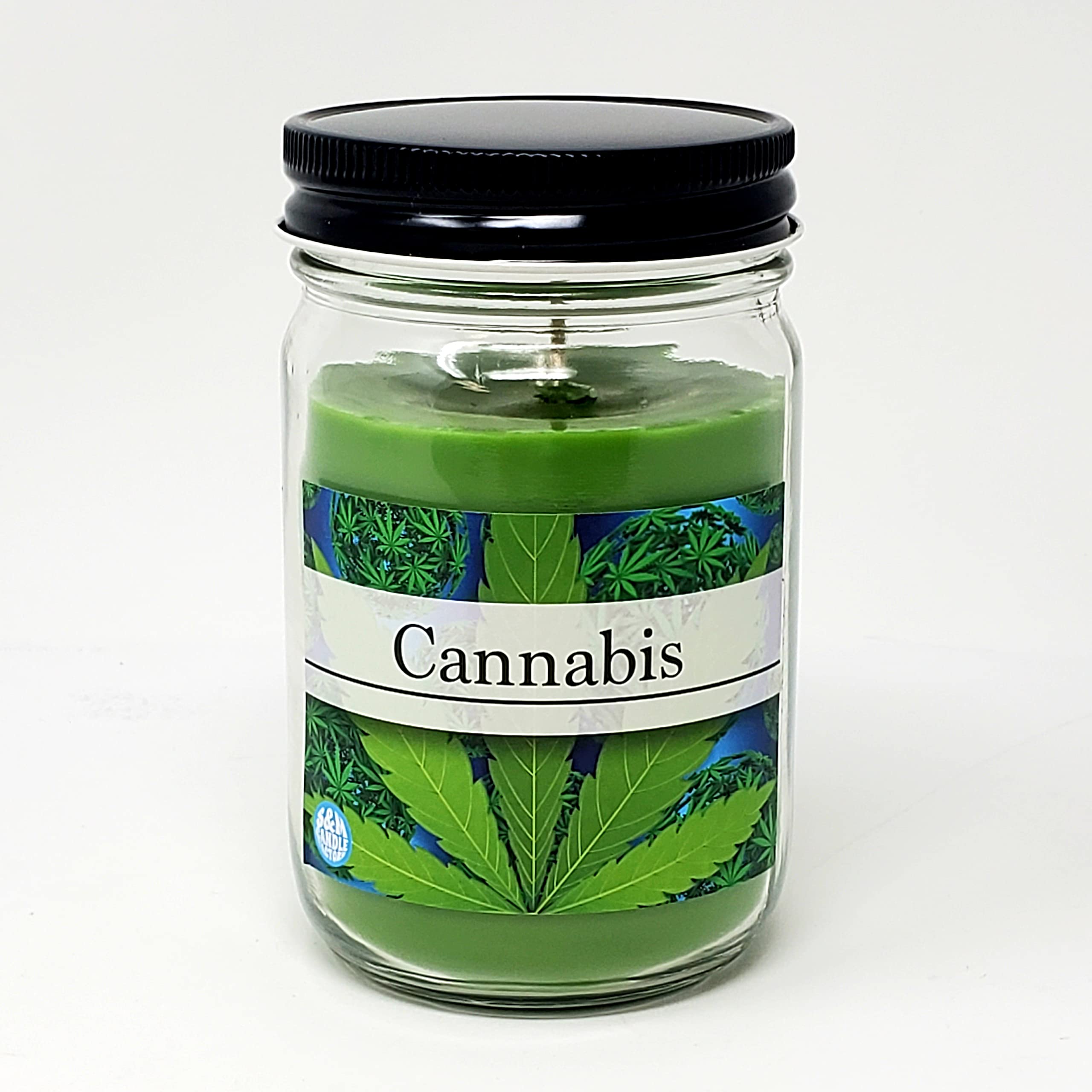 Cannabis Candle ~ Marijuana Weed Scented 4:20 Premium Soy Wax Candle (16oz Mason Jar)