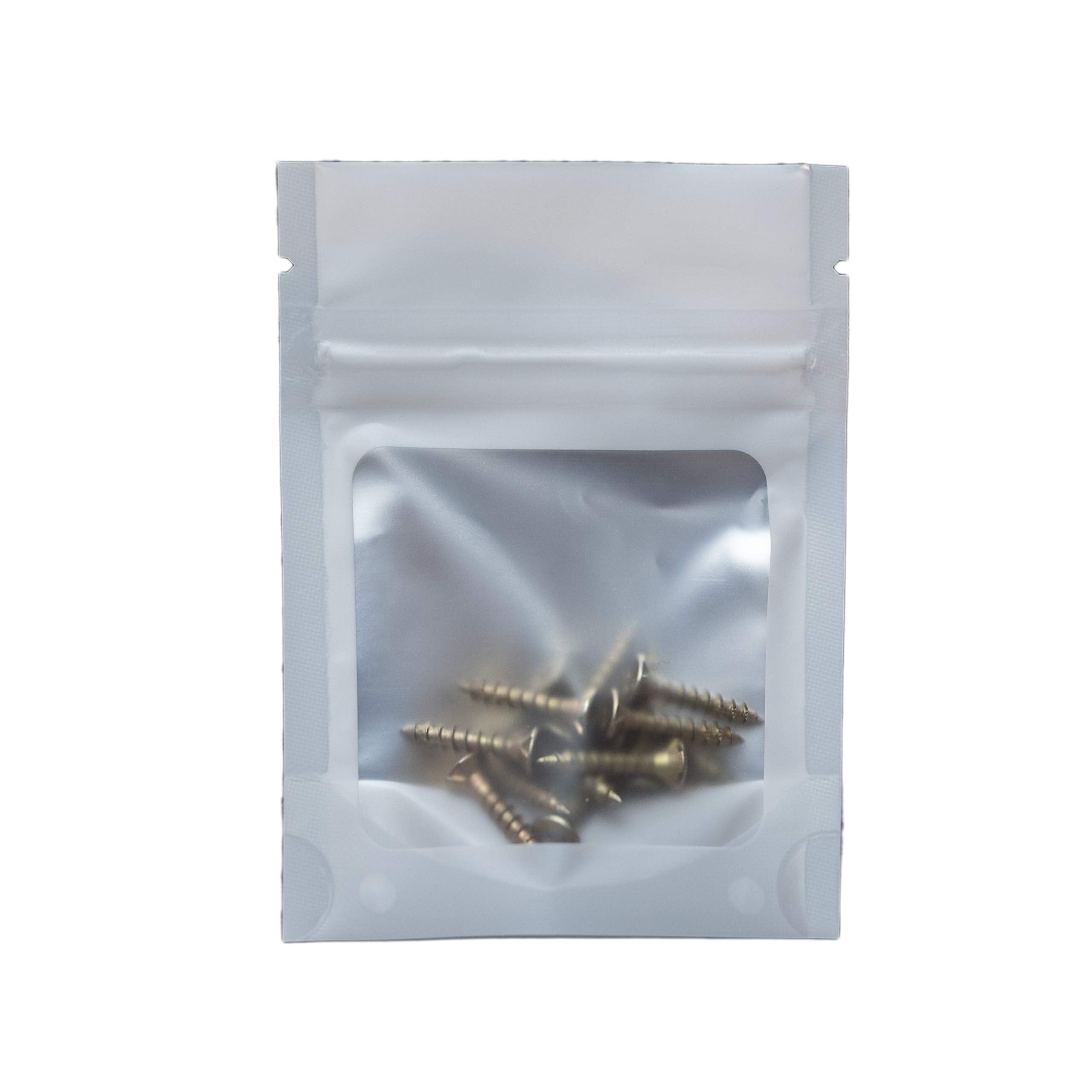HANSER | Smell Proof Odorless Mylar Resealable Foil Pouch Bags with clear Window | Stand up bottom | Airtight | matte black | 100 Pieces | 4x6 inches