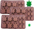 SET OF 3 X Marijuana Shaped leaf design Silicone Lollipop Gummy Brownies Hard Candy Edible leaf Mold Ice Cube Chocolate Soap Candle Tray Party maker (3x Brown Molds)