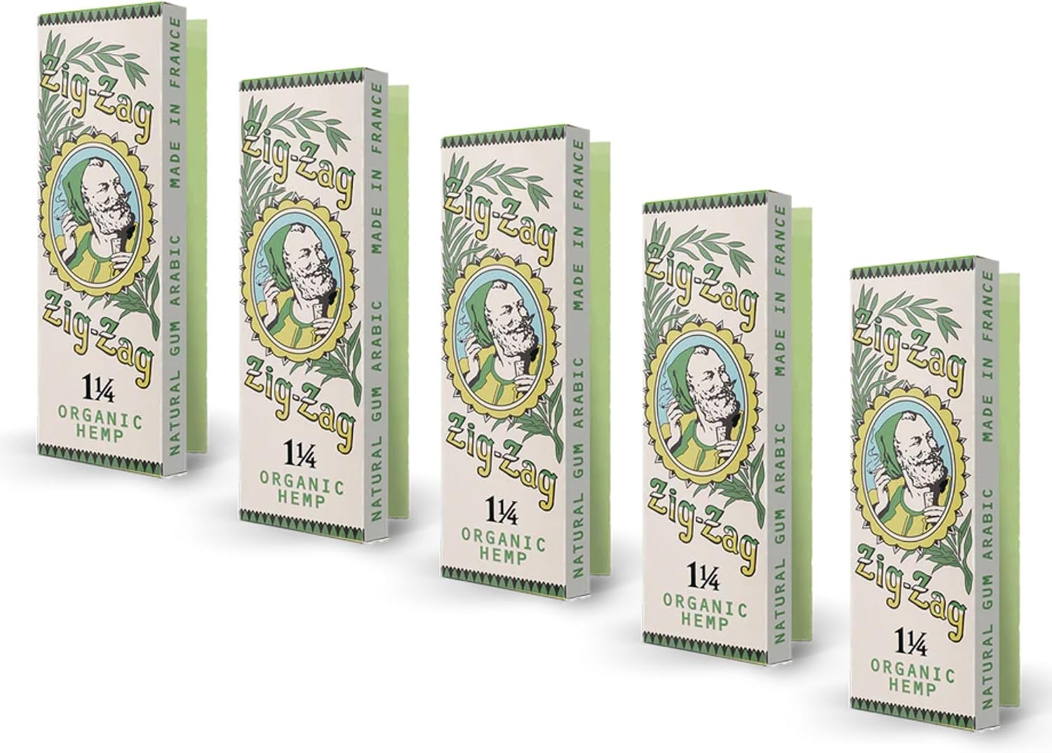 ZIG-ZAG Organic Hemp Rolling Papers -Vintage, 1 1/4 Size | Slow Burning, Limited Edition, 5-Pack, 50 Sheets per Booklet