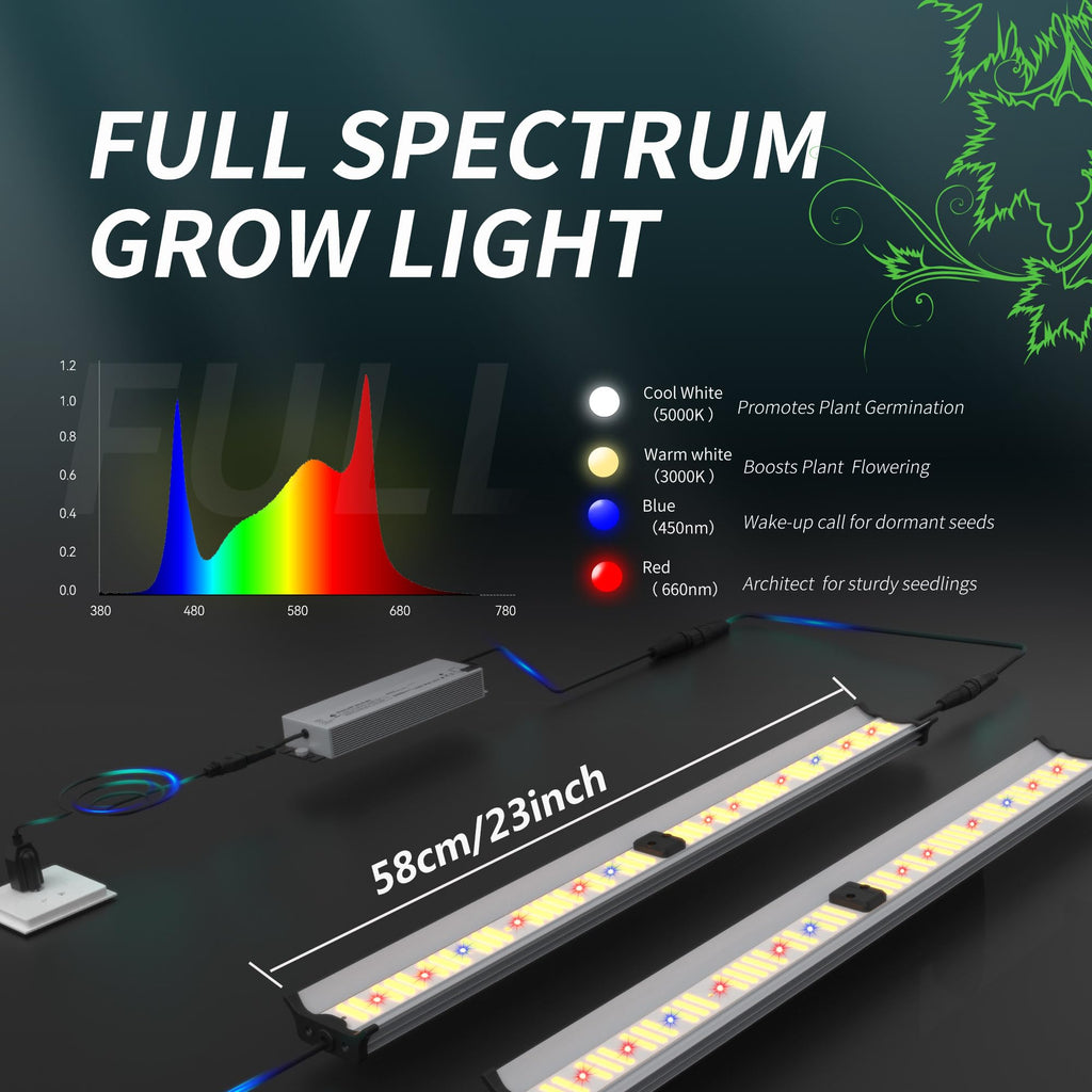 Under Canopy Led Grow Light Bars Full Spectrum Led Grow Lamps Grow Lights for Indoor Plants Dimmable Daisy Chain for Grow Lights Supplemental Lighting for Grow Tent