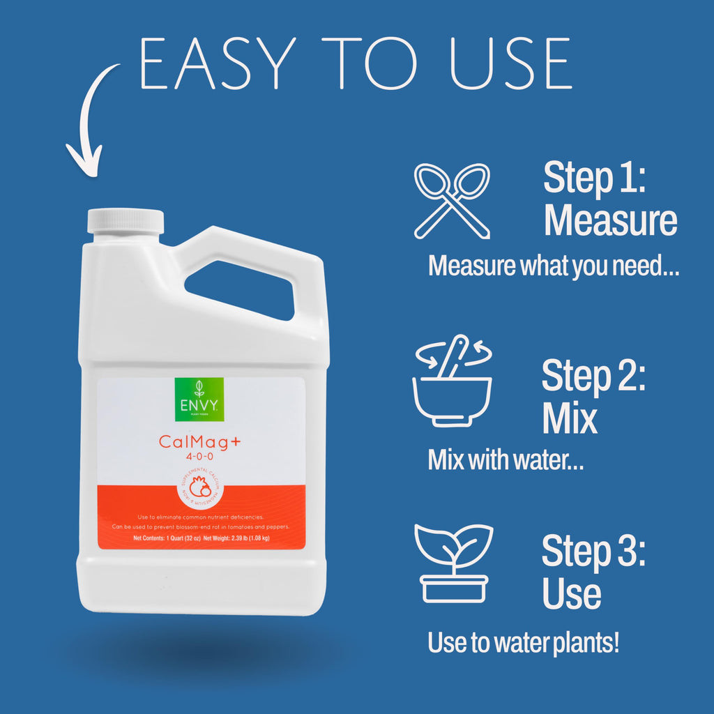 ENVY CalMag+ (4-0-0) Professional Grade Calcium, Magnesium and Iron Liquid Plant Food Supplement for Hydroponics & Soil (Quart)