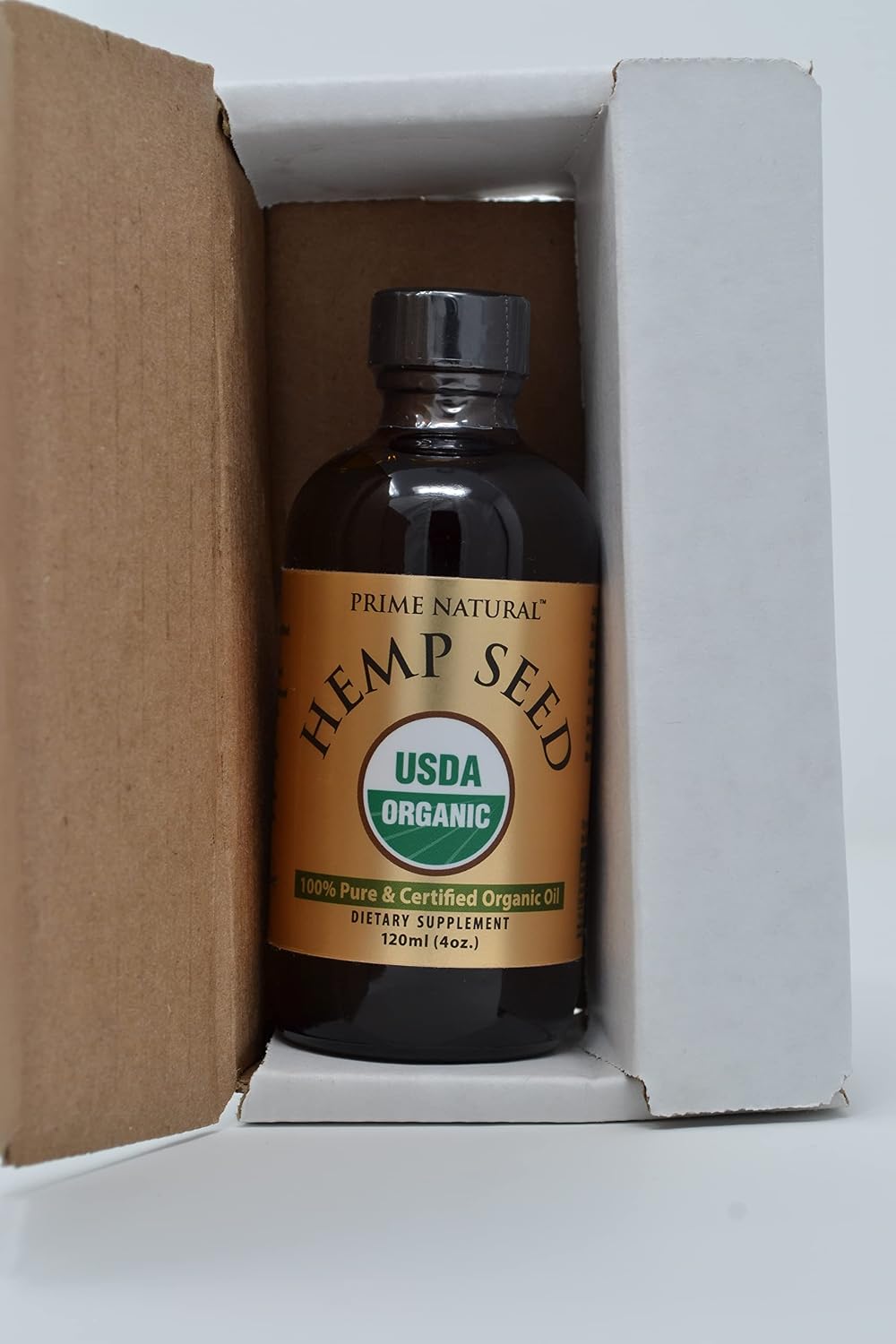 Prime Natural Organic Hemp Seed Oil 4oz - USDA Certified - Sativa Oil - Pure, Cold Pressed, Virgin, Unrefined, Vegan, Food Grade - High Omega 3 6 9 Fatty Acids - Good for Face, Body, Skin & Hair Care