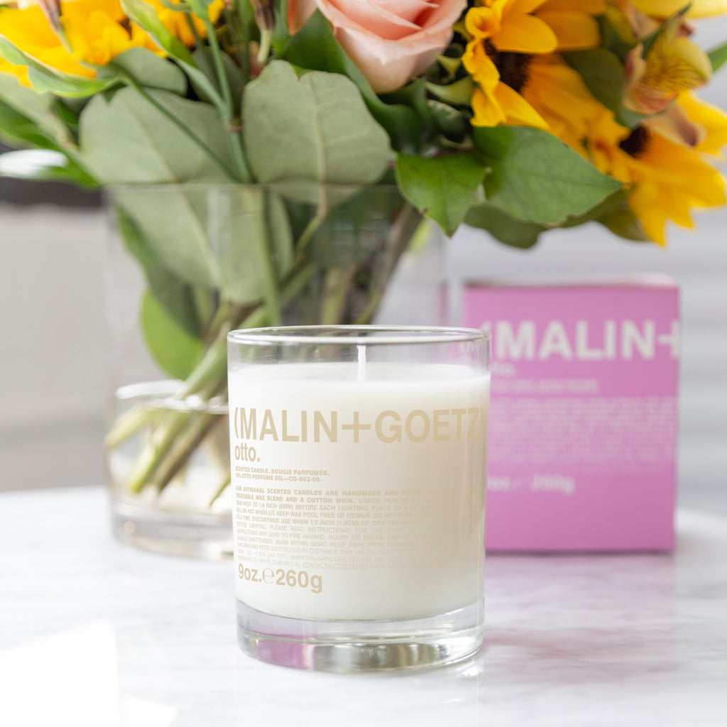 MALIN+GOETZ 9oz Scented Candle | Hand-Poured Soy Wax with Unique Fragrance Blends | Clean-Burning, Vegan & Cruelty-Free | Bergamot, Sage, Otto, Tomato, Strawberry, Cannabis, Dark Rum & Leather
